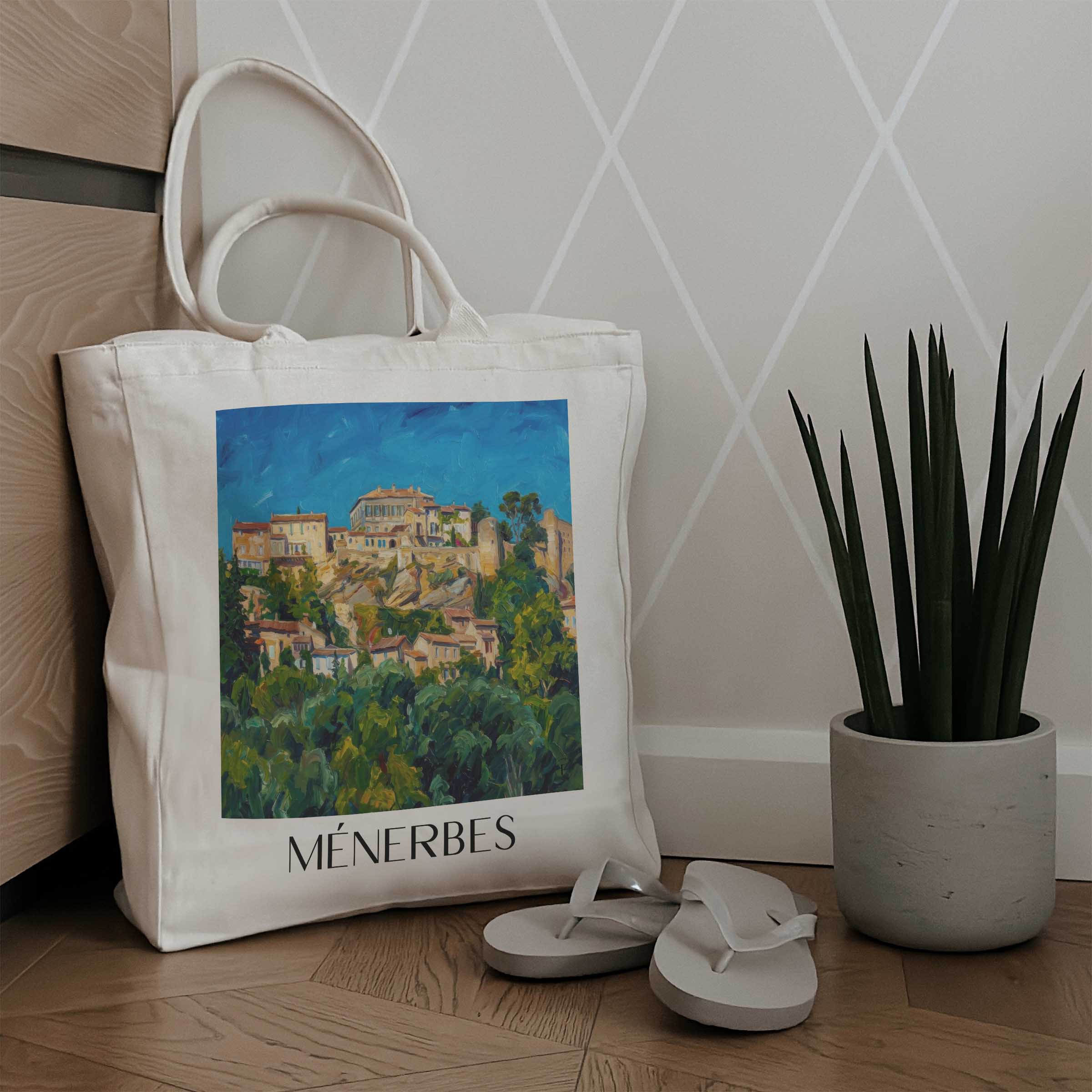ménerbes-provence-frankreich-einkaufstasche-oil-painting-oelgemaelde
