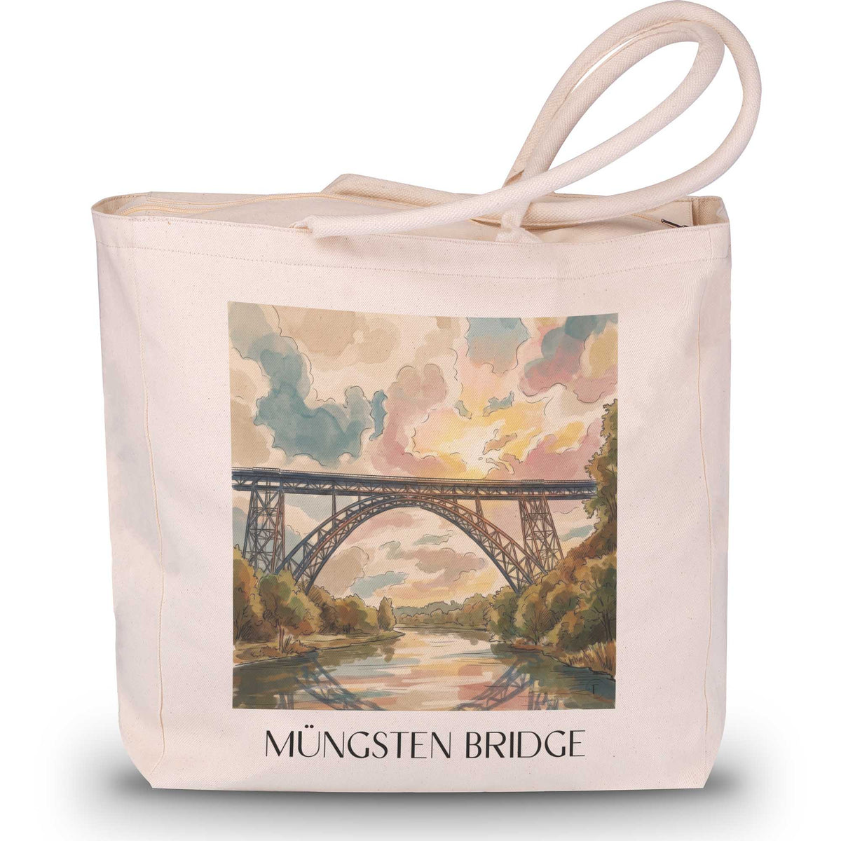 Müngstener brücke Shopping Tasche - Remscheid - Deutschland Tote Bag - Einkaufstasche im Aquarell Stil - favplace
