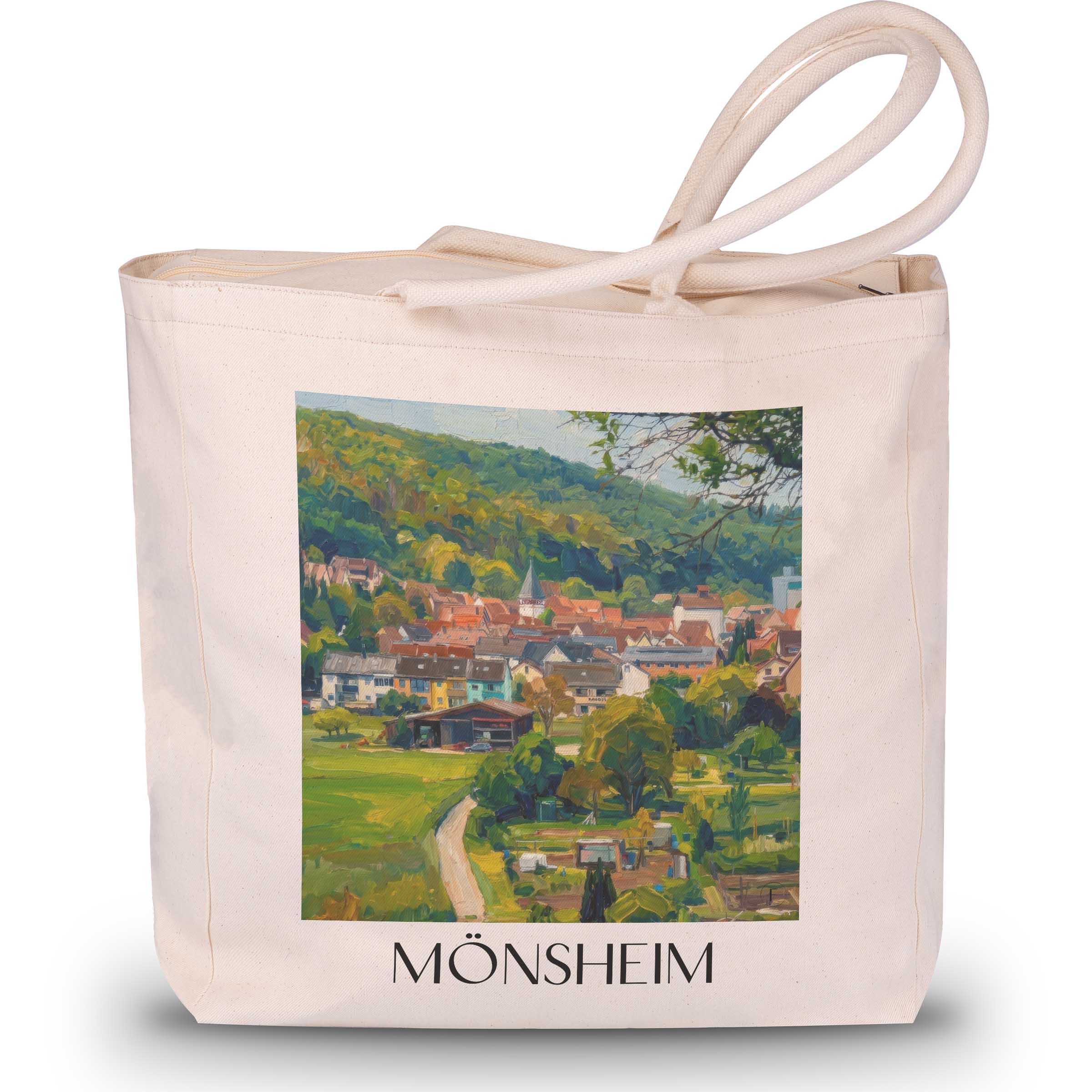 Mönsheim Shopping Tasche - Baden-Württemberg - Deutschland Tote Bag - Einkaufstasche im Ölgemälde Stil - favplace