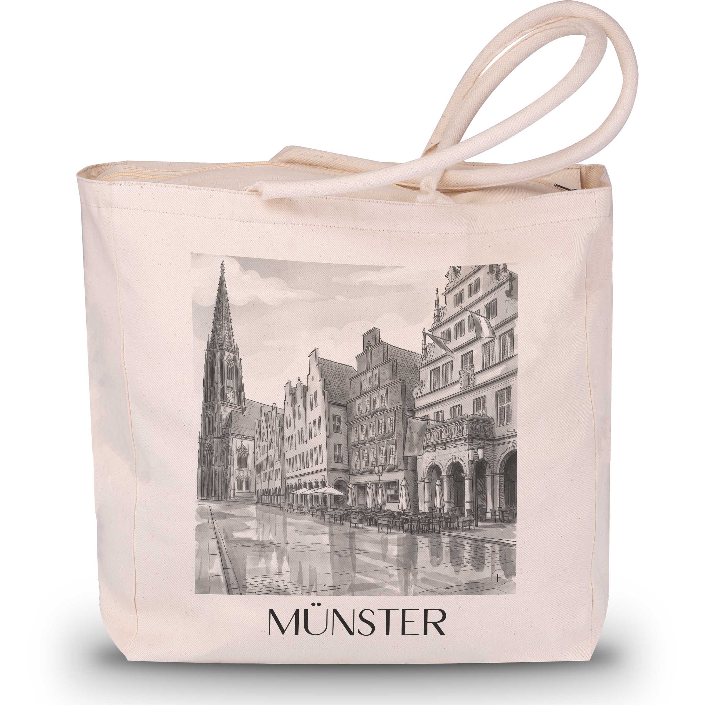 münster-deutschland-einkaufstasche-aquarell-schwarz-weiss