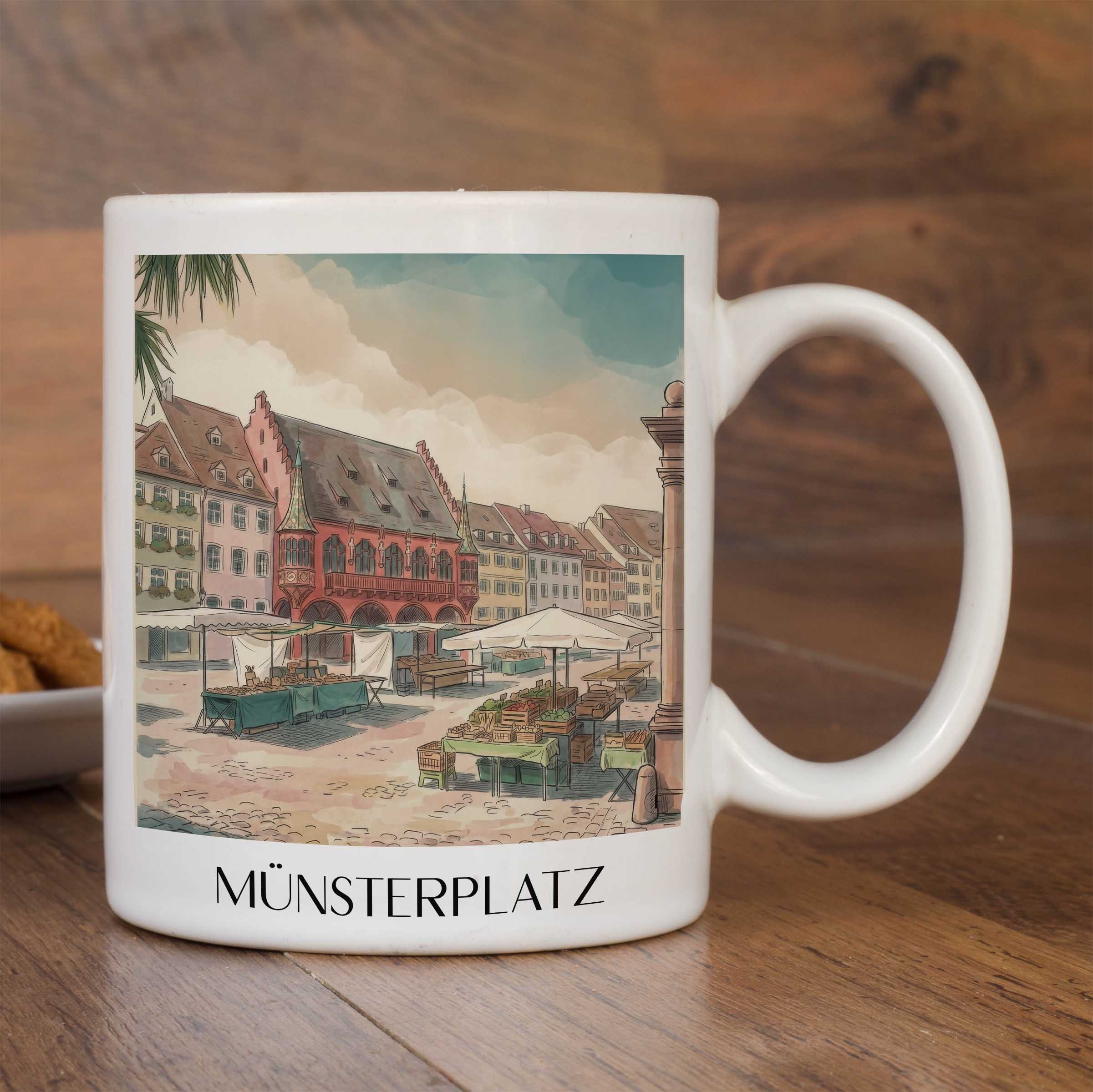 münsterplatz-freiburg-deutschland-kaffeebecher-aquarell