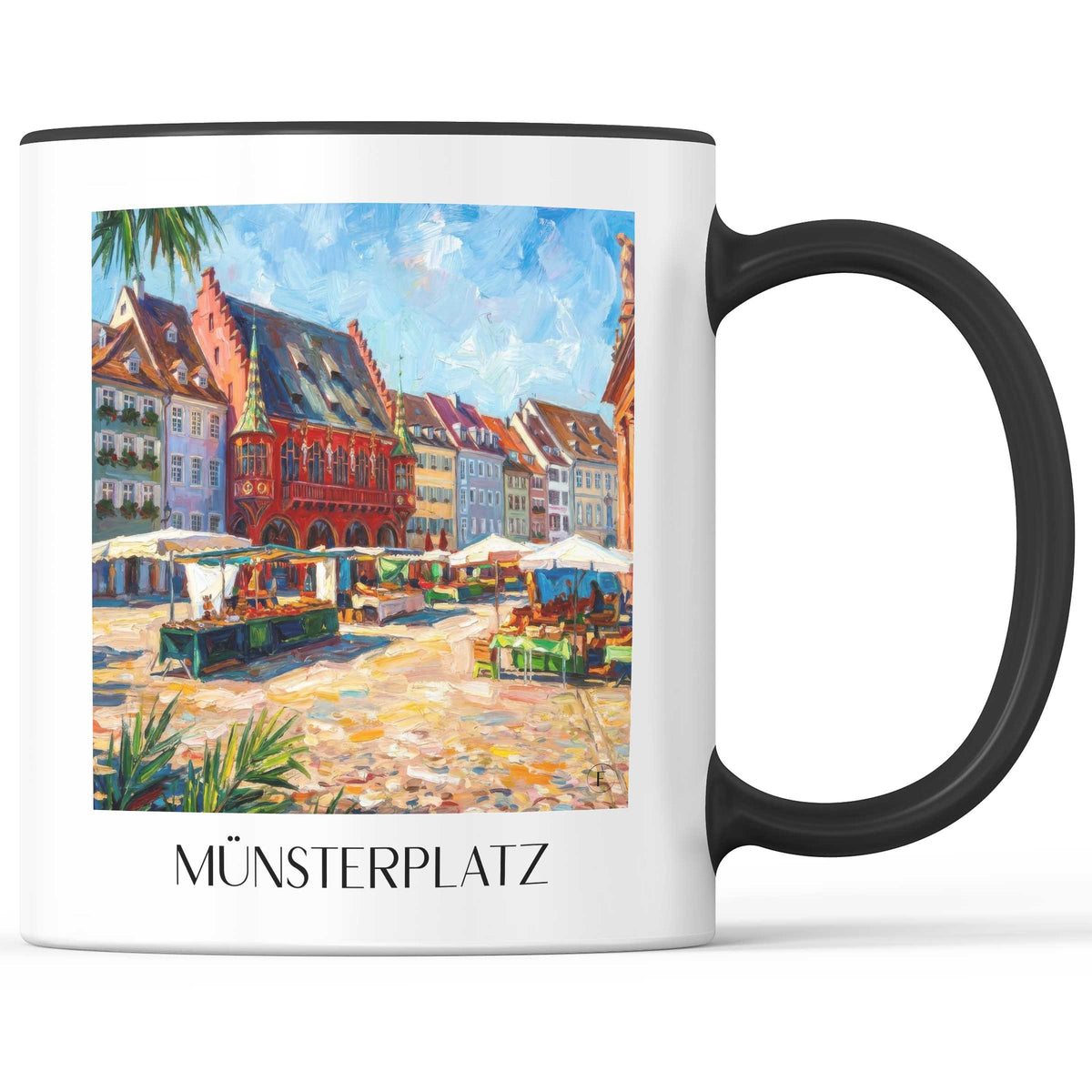 münsterplatz-freiburg-deutschland-kaffeebecher-oil-painting-oelgemaelde