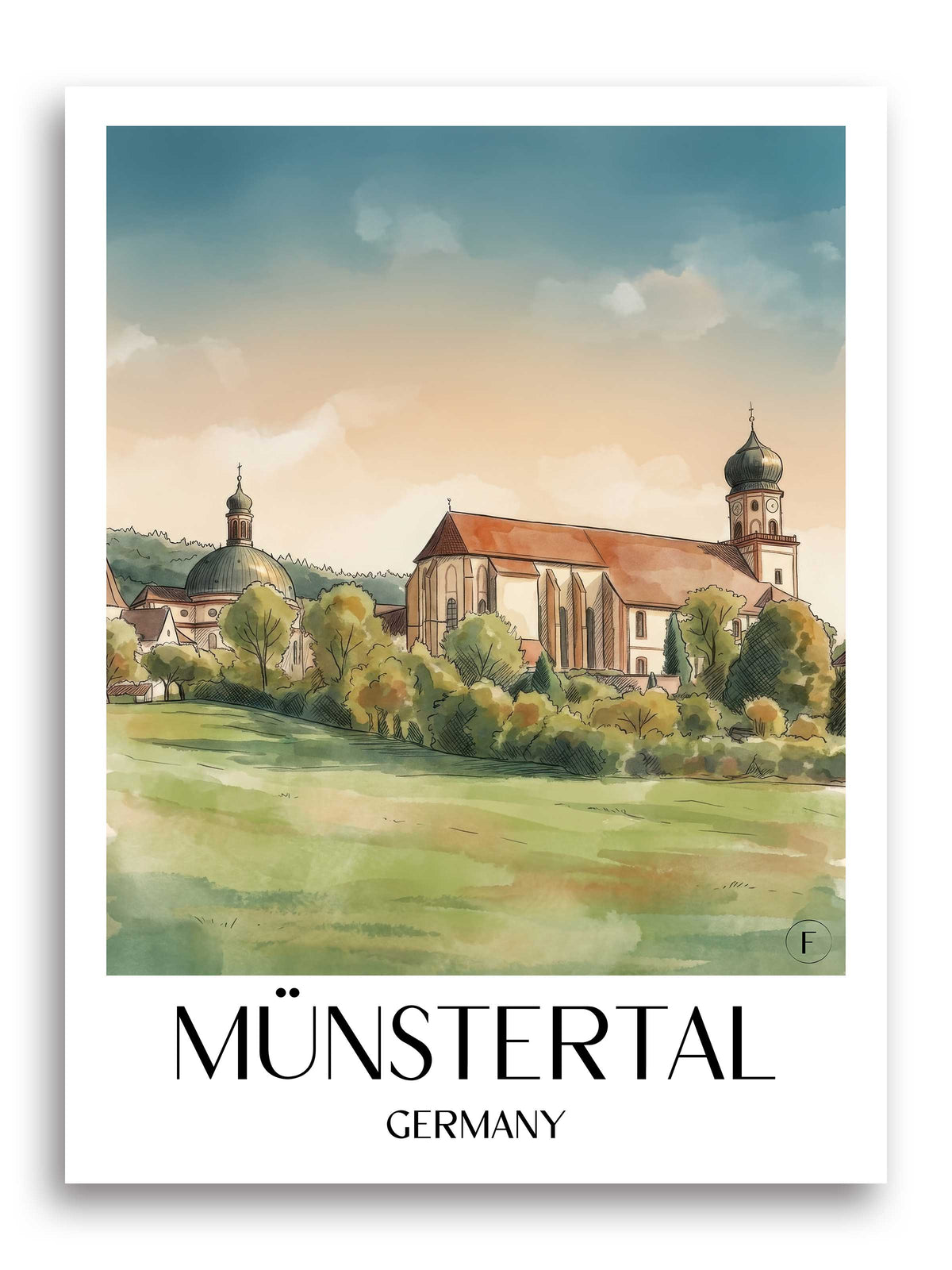 Münstertal Poster - Schwarzwald - Deutschland Kunstdruck - Aquarell von A4 bis A1 - favplace