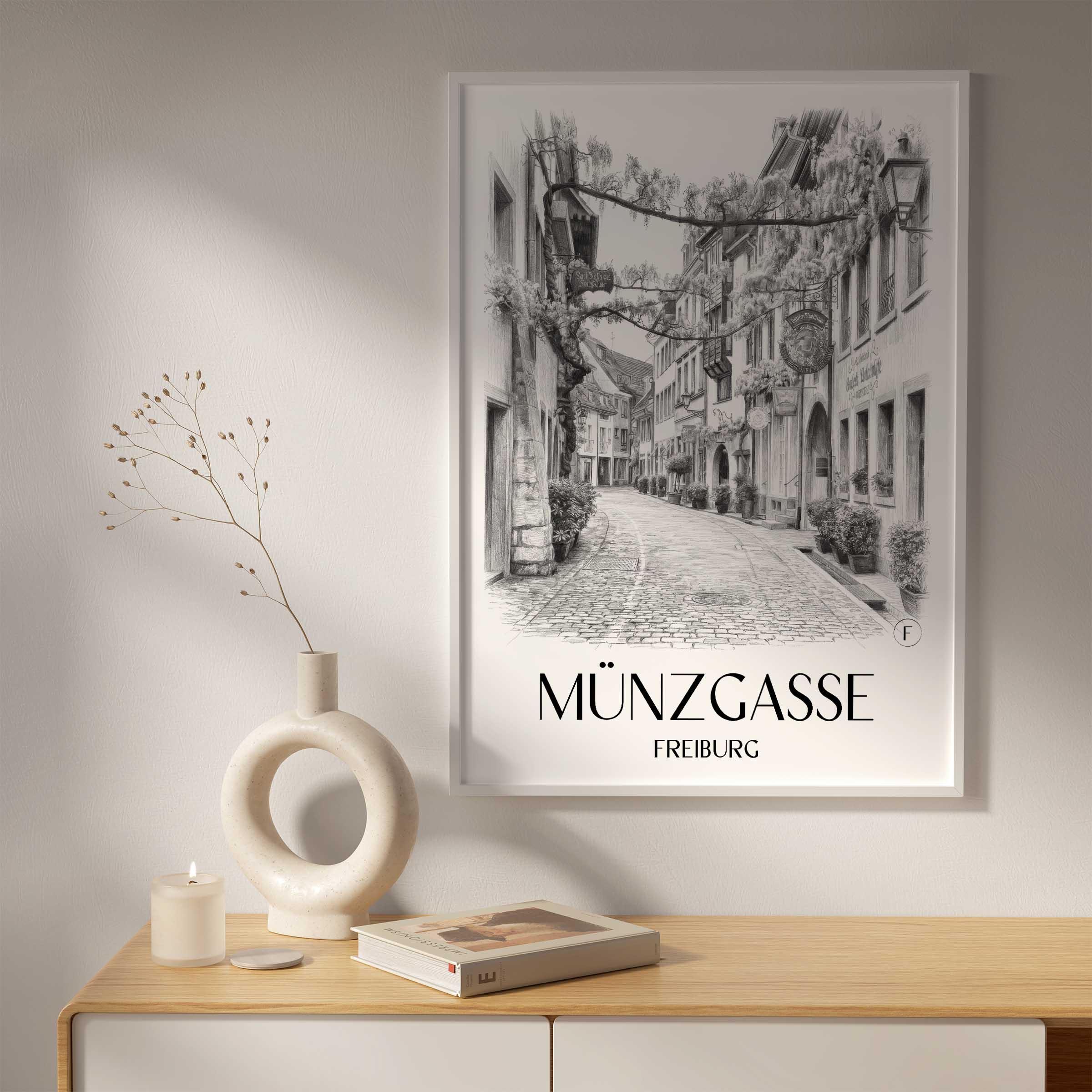 münzgasse-freiburg-deutschland-poster-bleistift-zeichnung-drawing