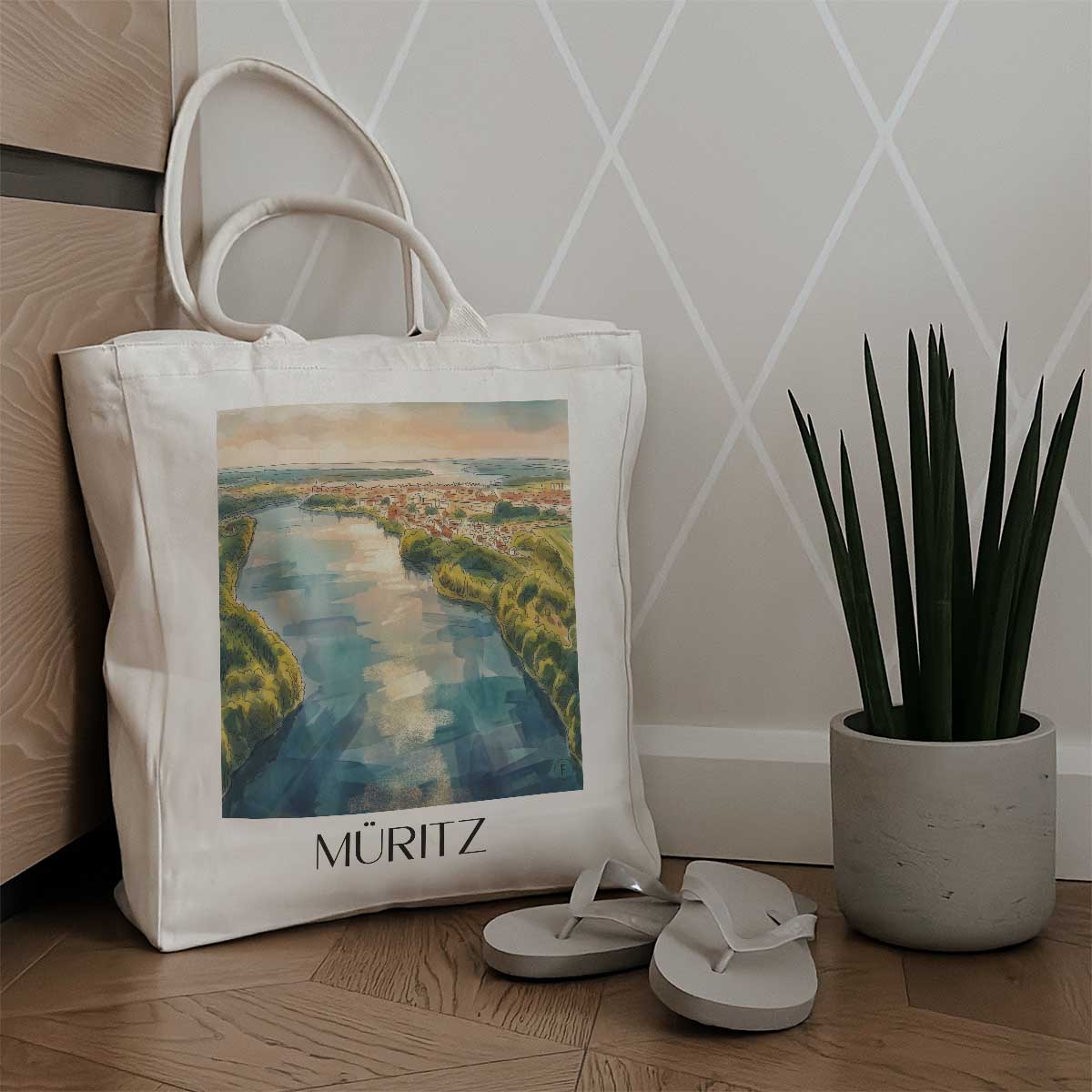 müritz-mecklenburgische-seenplatte-deutschland-einkaufstasche-aquarell