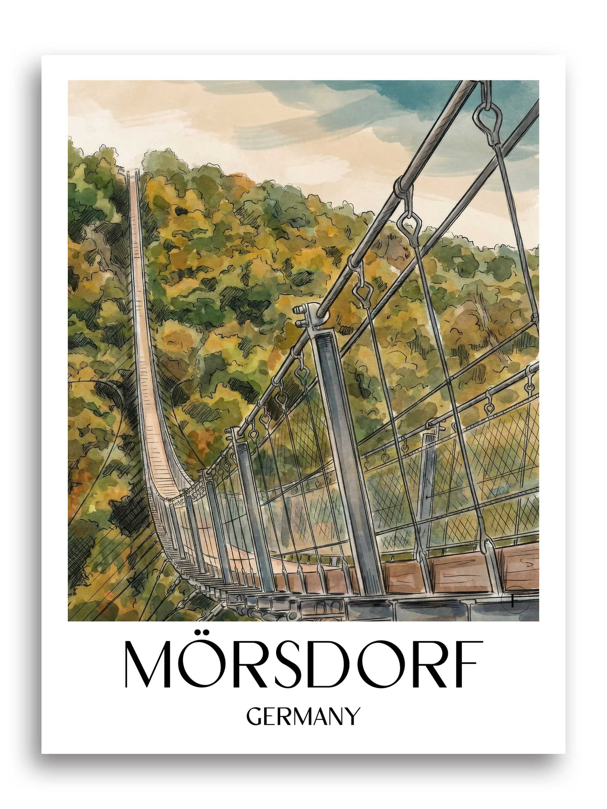 Mörsdorf Poster - Hunsrück - Deutschland Kunstdruck - Aquarell von A4 bis A1 - favplace