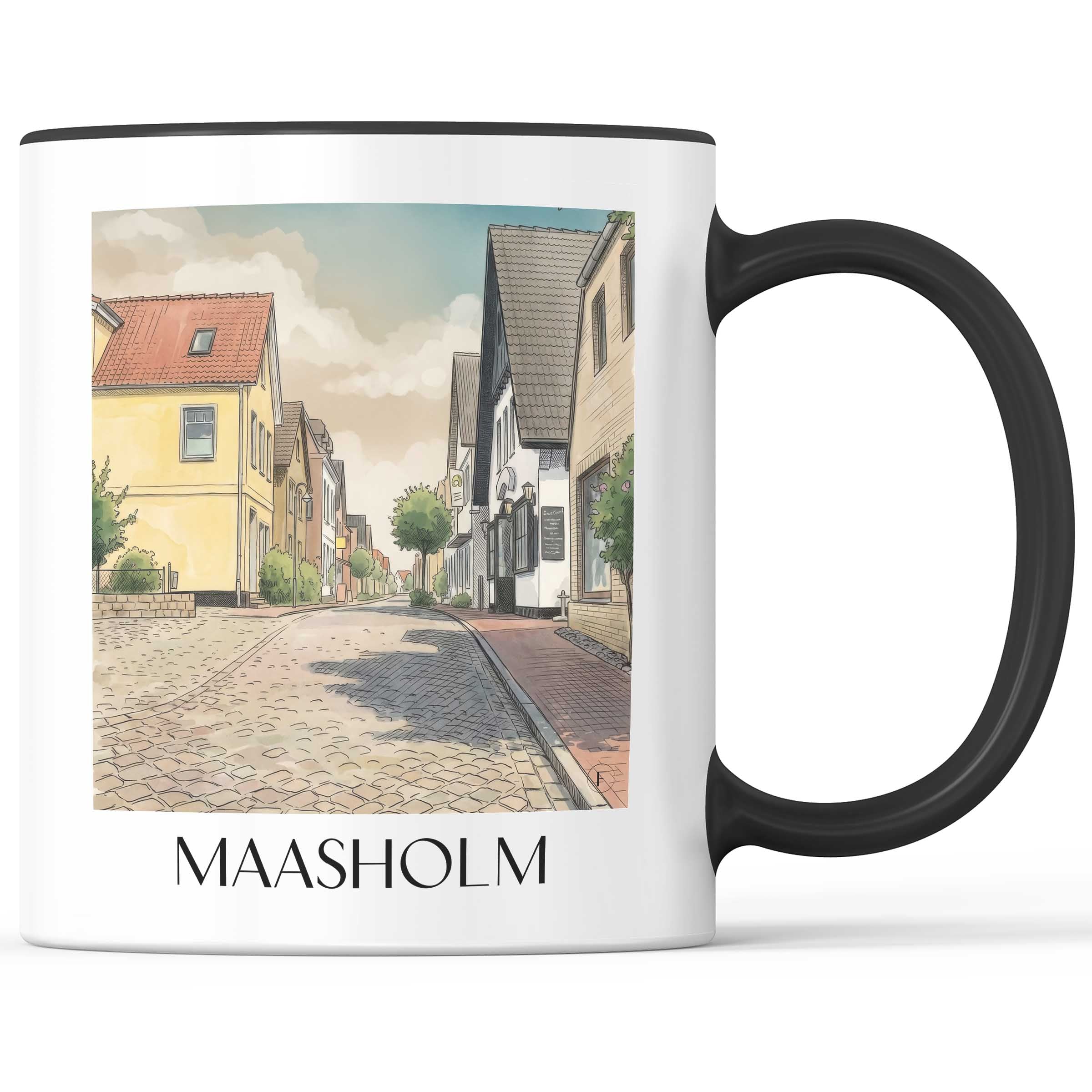 Maasholm Kaffeebecher - Schleswig - Deutschland Becher - Kaffeetasse im Aquarell Stil - favplace