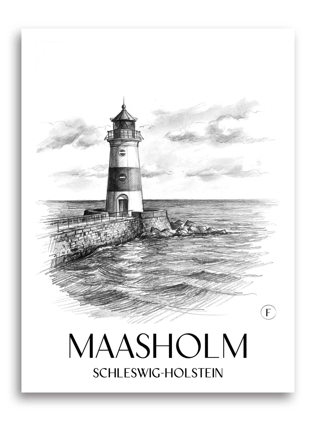 Maasholm Poster - Schleswig-Holstein - Deutschland Kunstdruck - Zeichnung von A4 bis A1