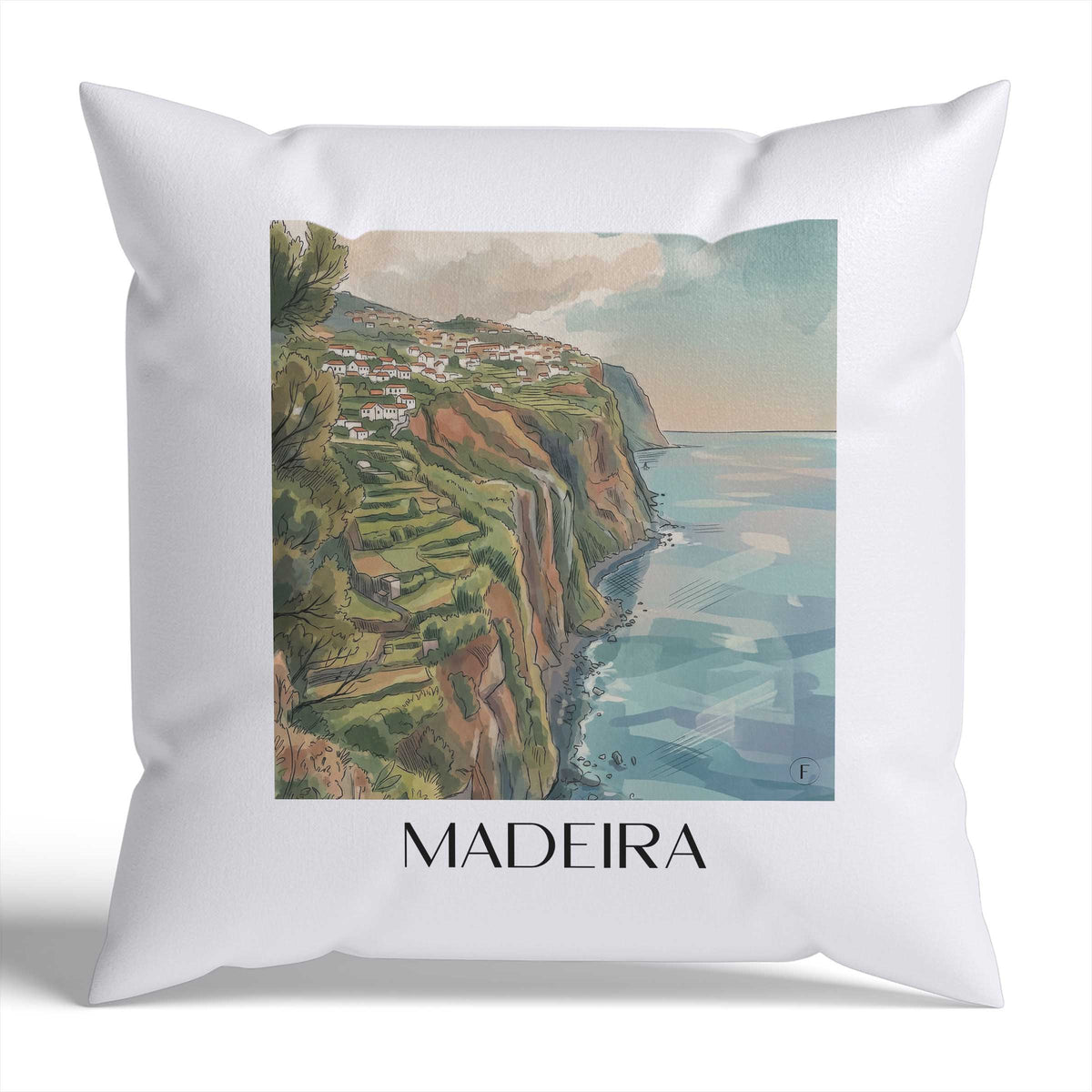 Madeira Kissenhülle - Zierkissen Bezug - Portugal - Portugal Kissen bzw. Kissenbezug im Aquarell Stil - favplace