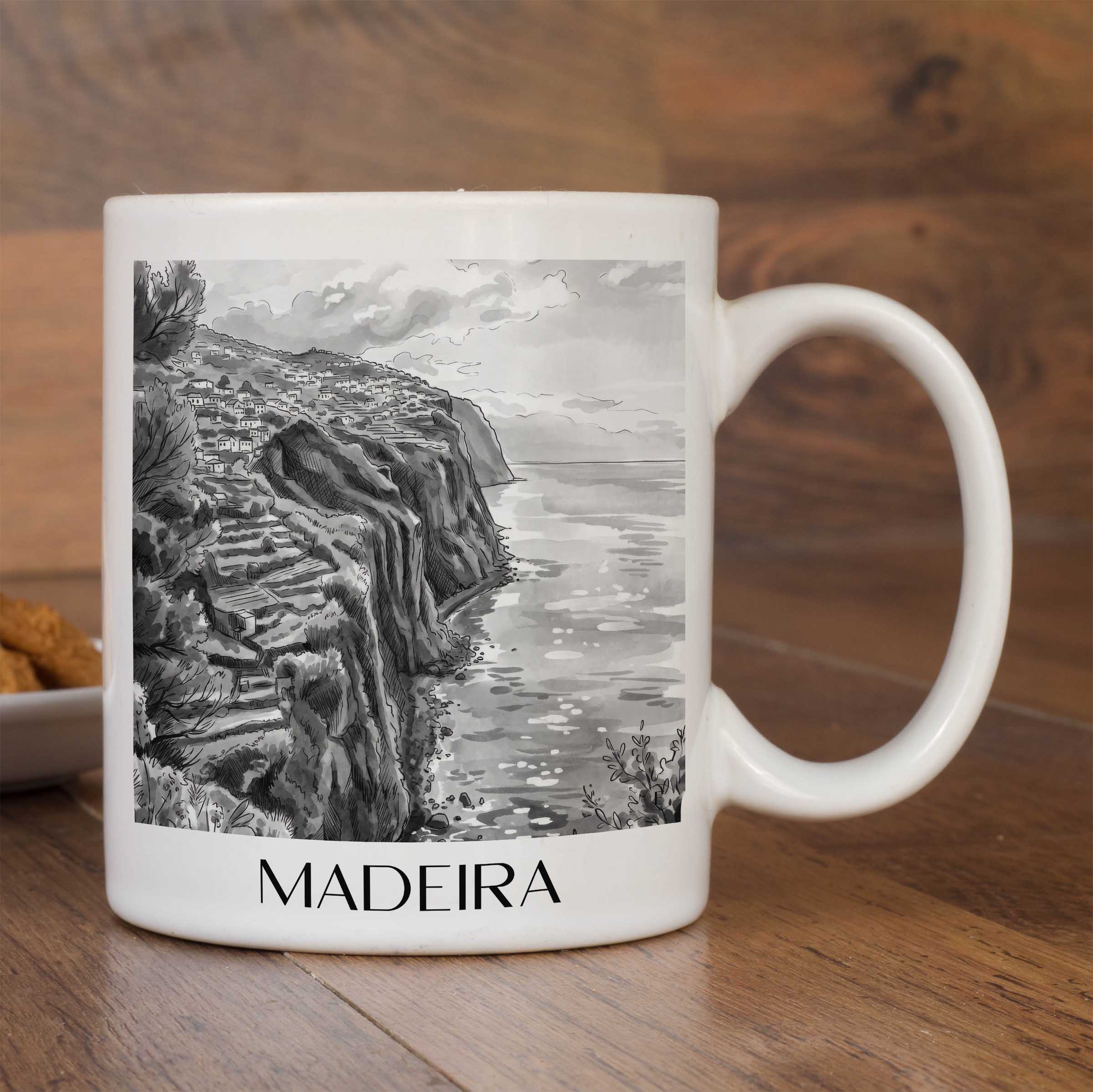 madeira-portugal-kaffeebecher-aquarell-schwarz-weiss