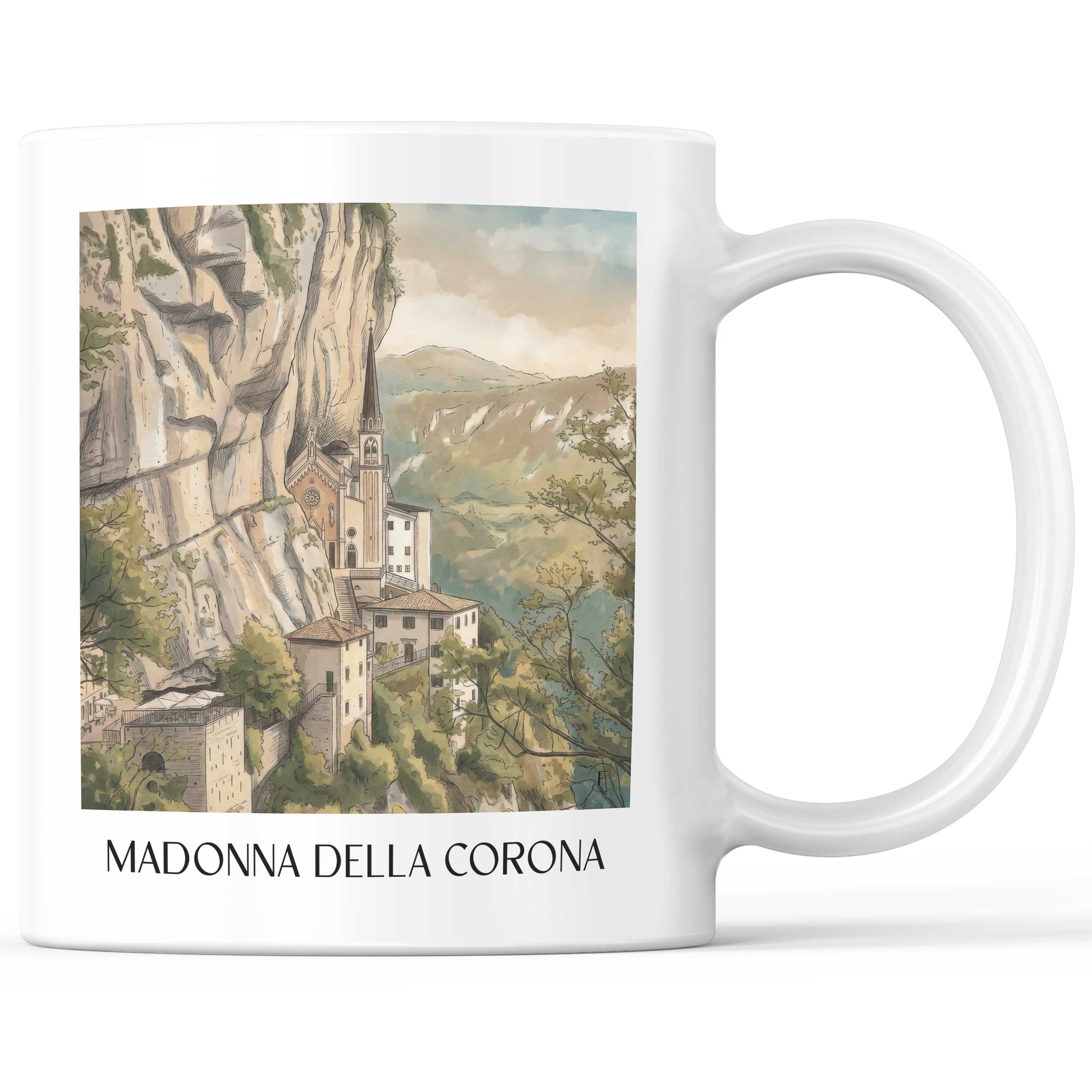 Madonna della Corona Kaffeebecher - Venetien - Italien Becher - Kaffeetasse im Aquarell Stil - favplace