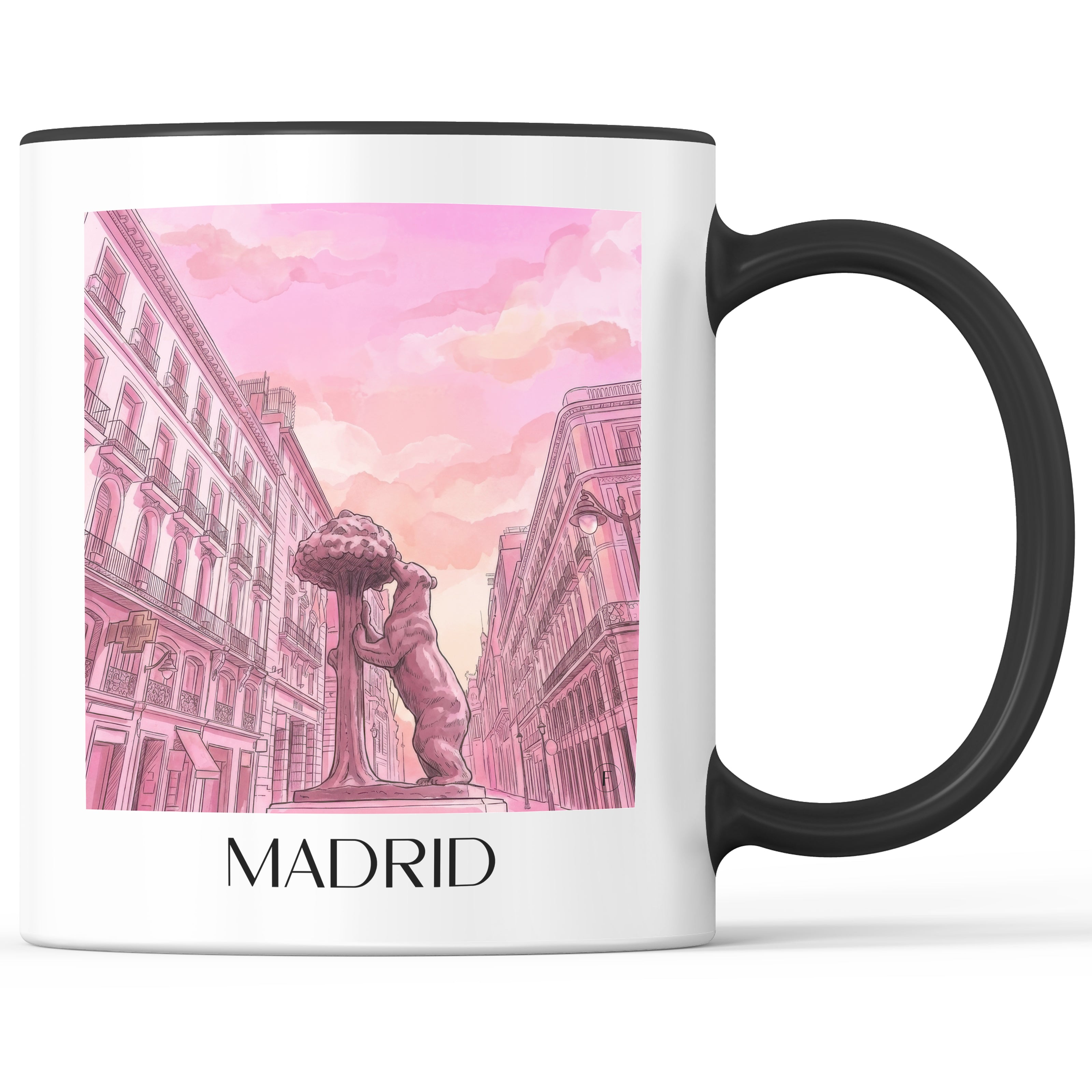 Madrid Kaffeebecher - Spanien - Spanien Becher - Kaffeetasse im Aquarell Pink Stil - favplace