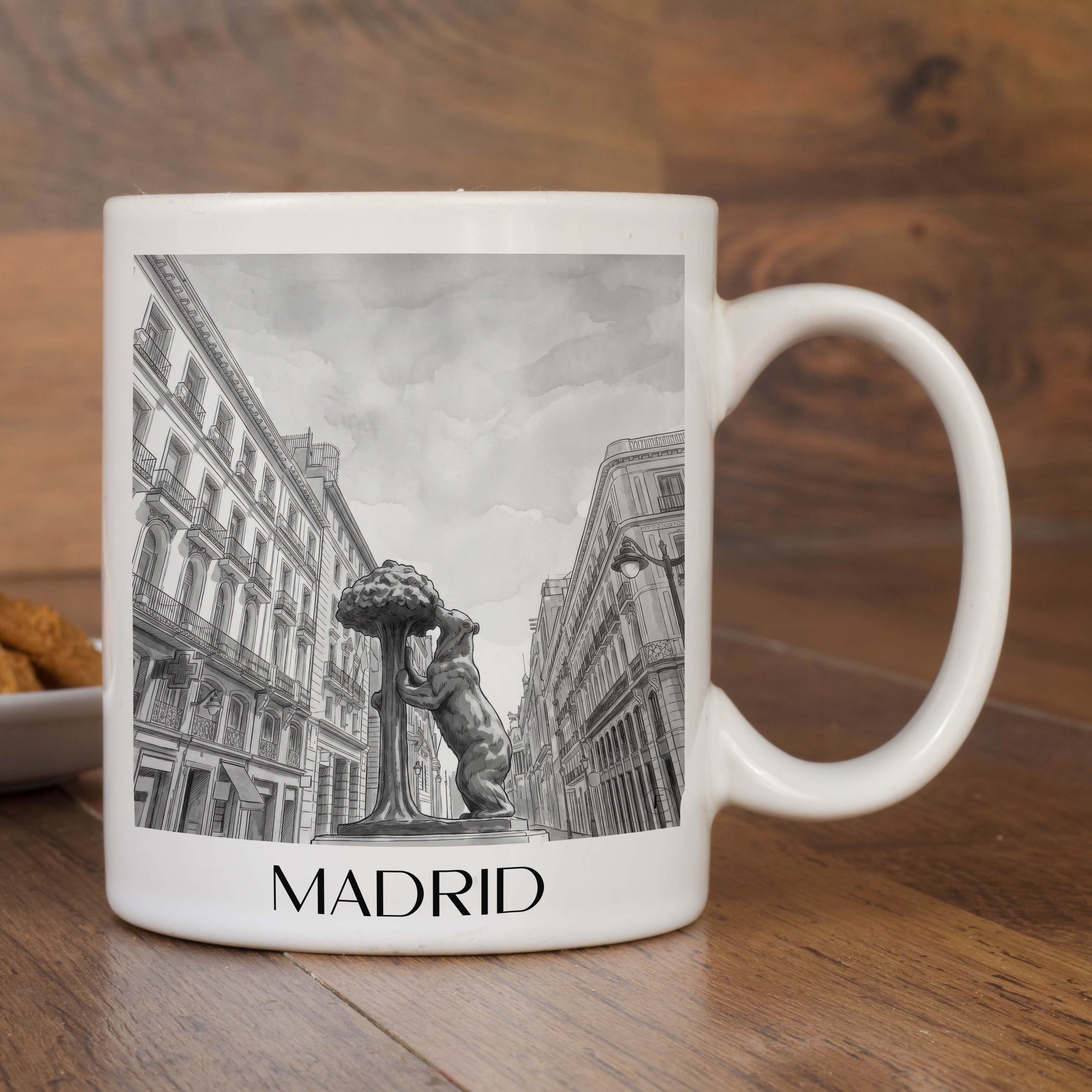 madrid-spanien-spanien-kaffeebecher-aquarell-schwarz-weiss