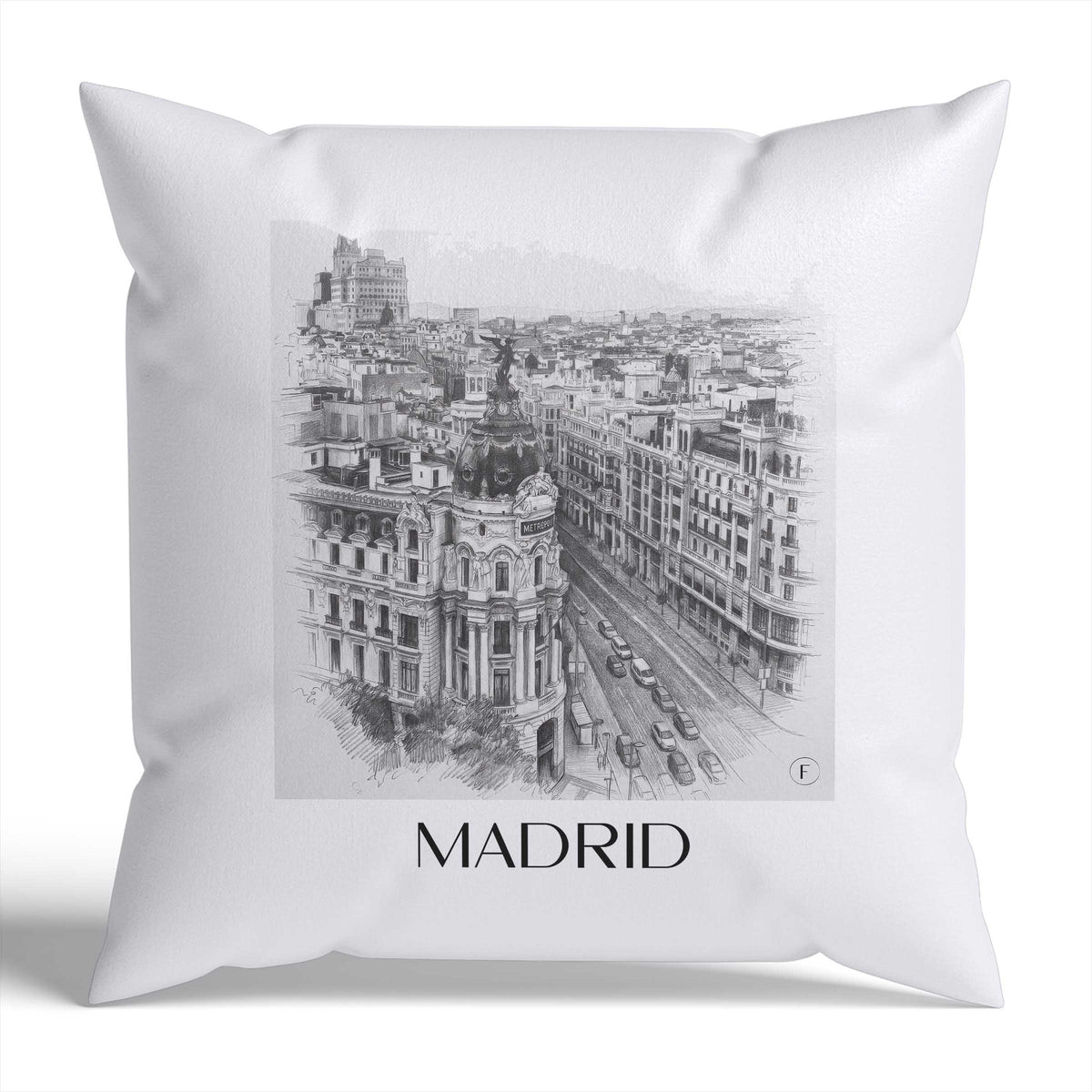 Madrid Kissenhülle - Zierkissen Bezug - Spanien - Spanien Kissen bzw. Kissenbezug im Zeichnung Stil - favplace