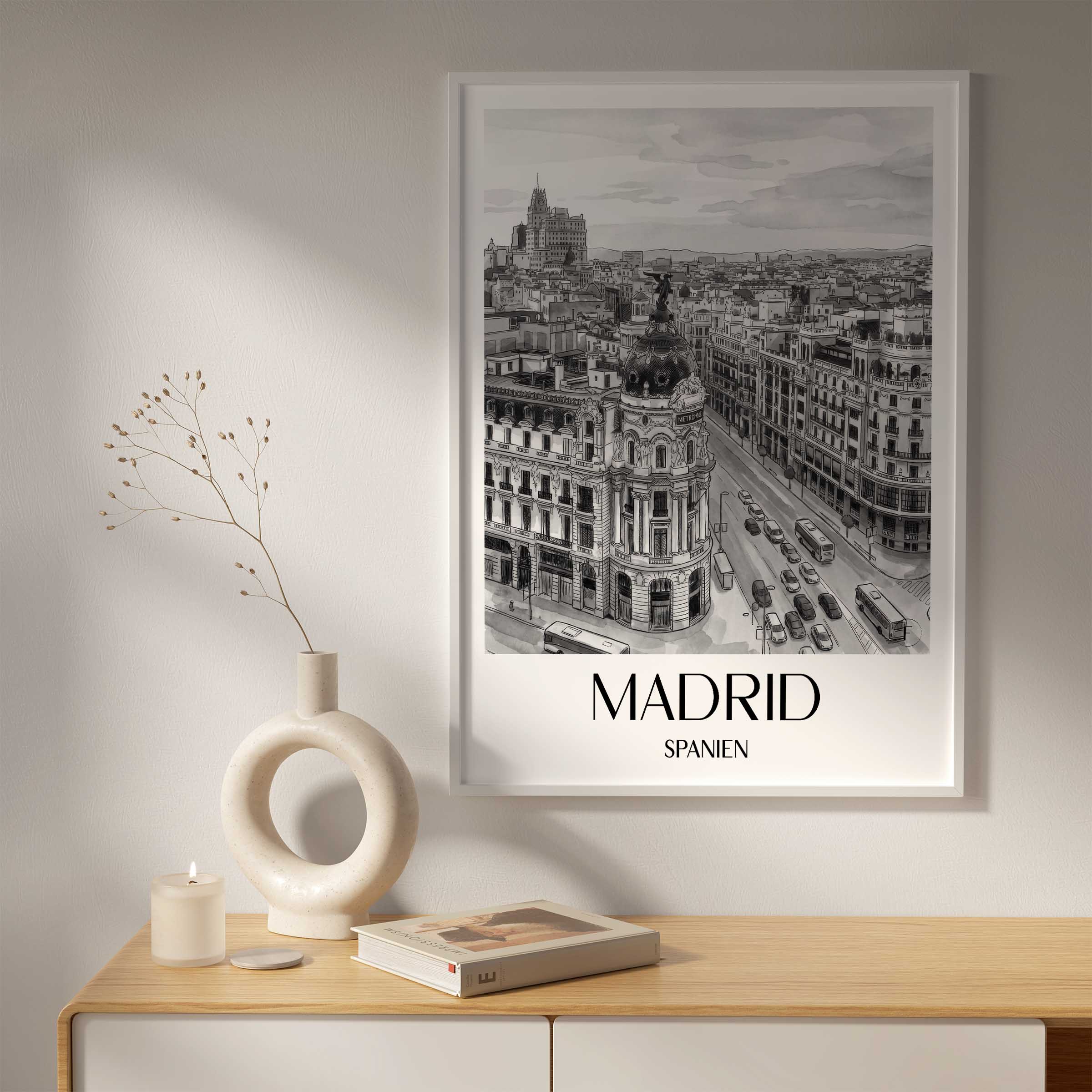 madrid-spanien-poster-aquarell-schwarz-weiss