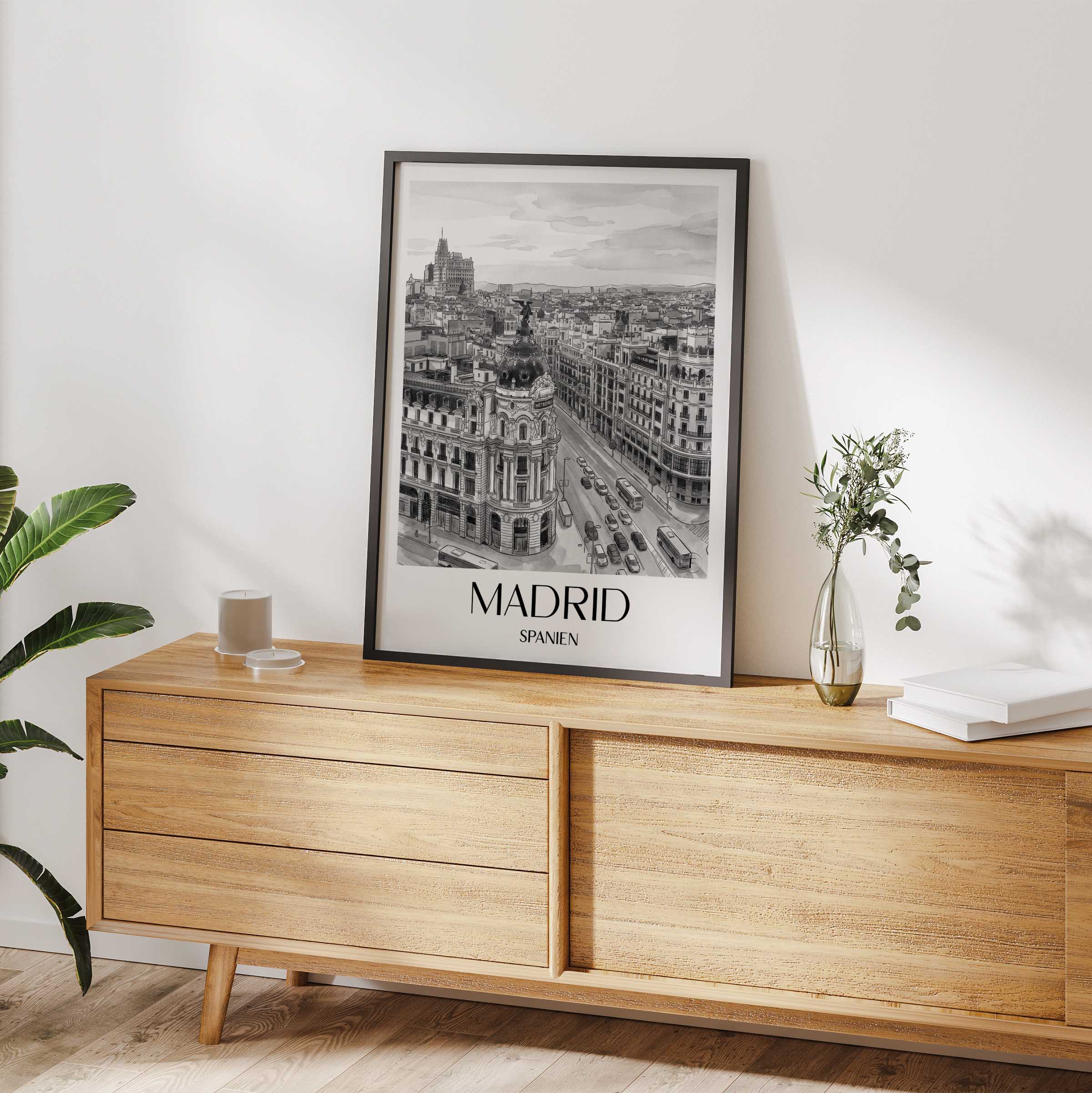 madrid-spanien-poster-aquarell-schwarz-weiss