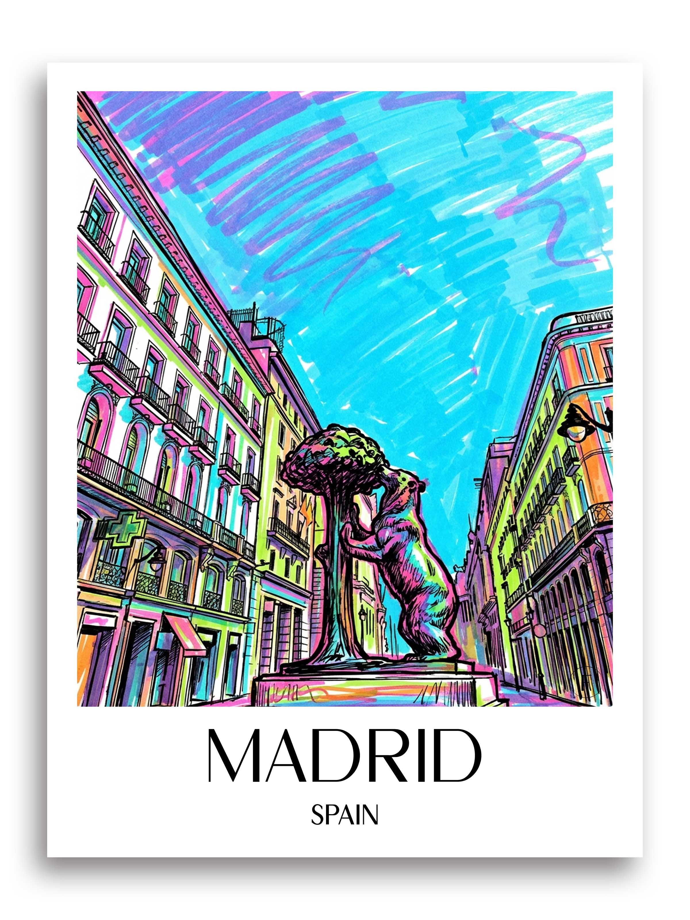 Madrid Poster - Spanien - Spanien Kunstdruck - Tag Graffiti von A4 bis A1 - favplace