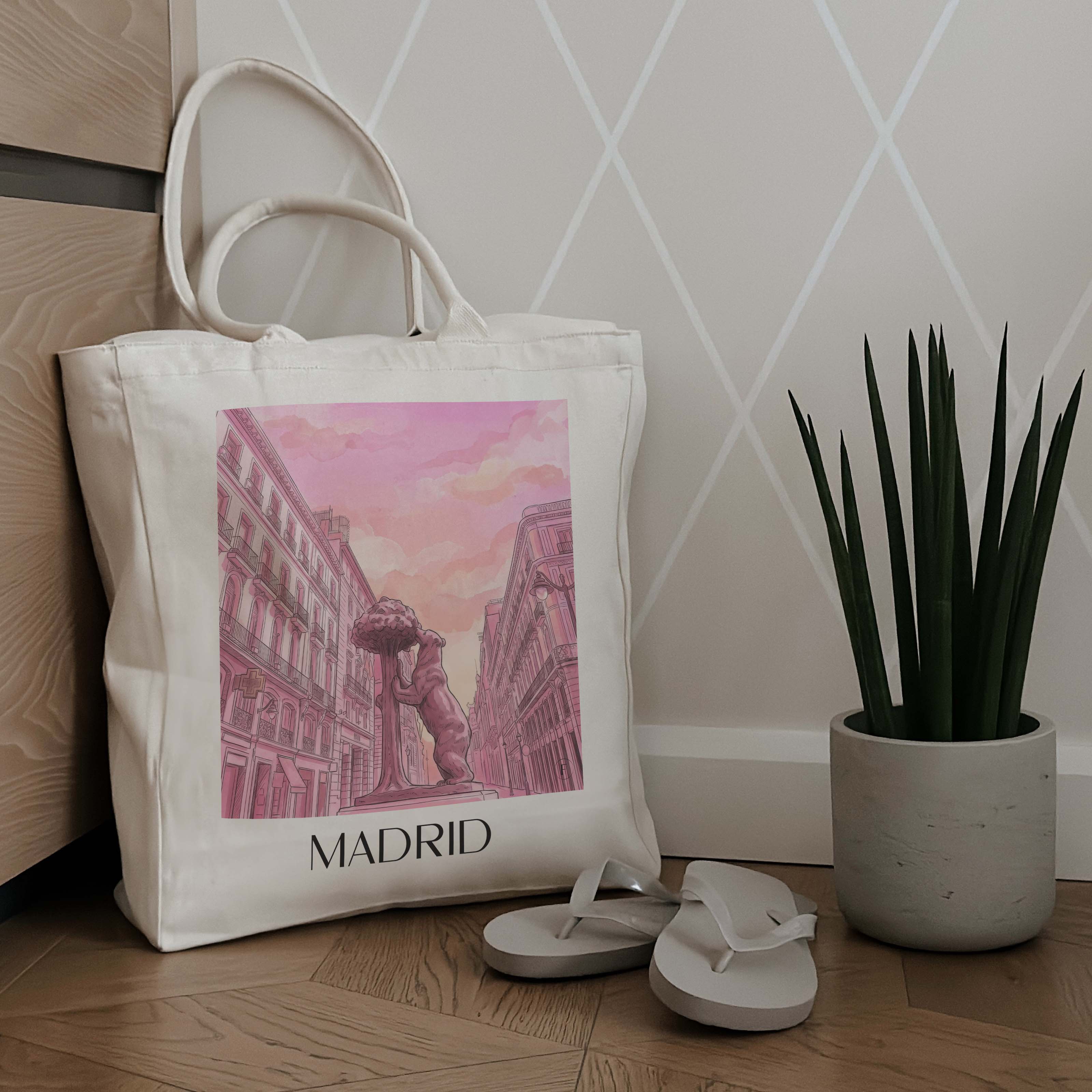 madrid-spanien-spanien-einkaufstasche-aquarell-pink-rosa