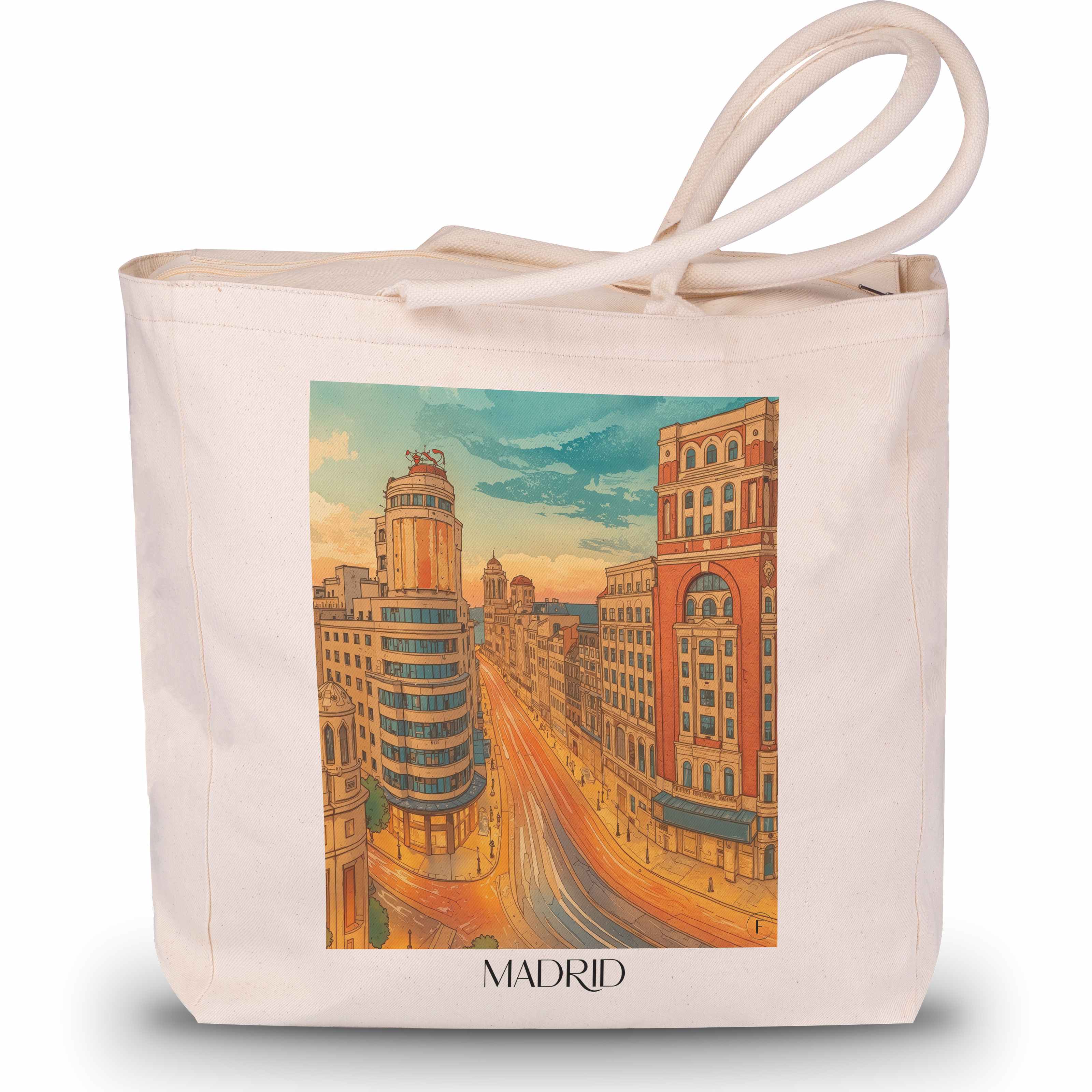 Madrid - Spanien Tote Bag - Einkaufstasche im Aquarell Stil - favplace