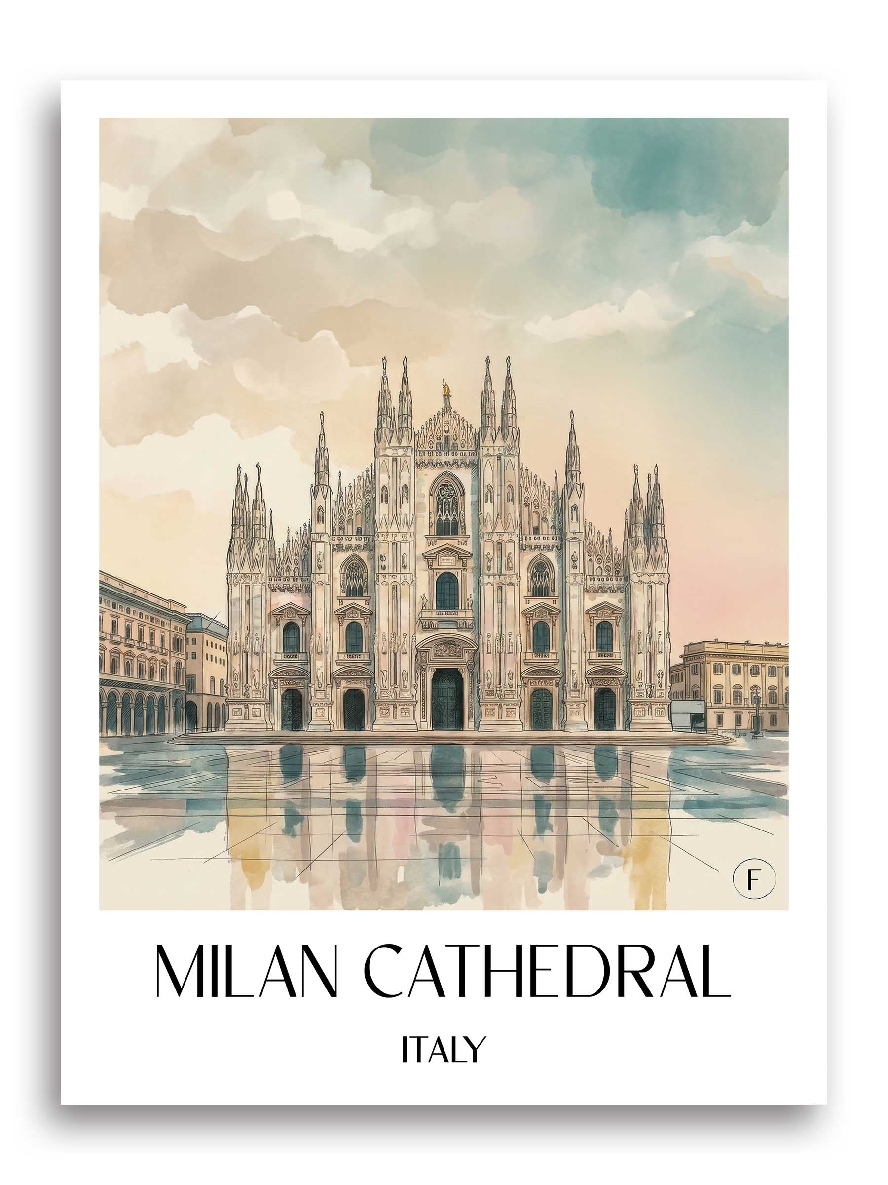 Mailänder Dom Poster - Italien - Italien Kunstdruck - Aquarell von A4 bis A1 - favplace