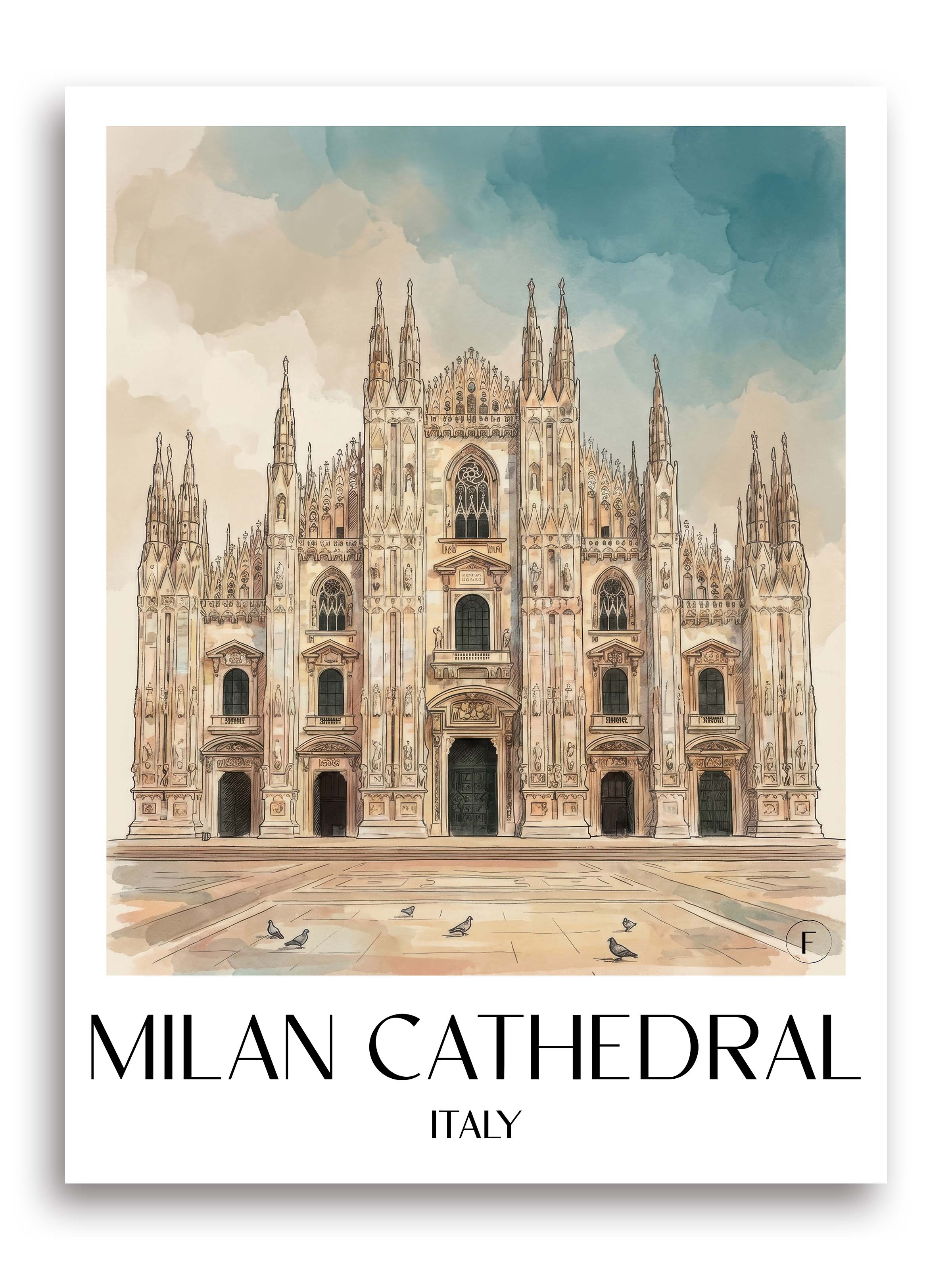 Mailänder Dom Poster - Italien Kunstdruck - Aquarell von A4 bis A1 - favplace