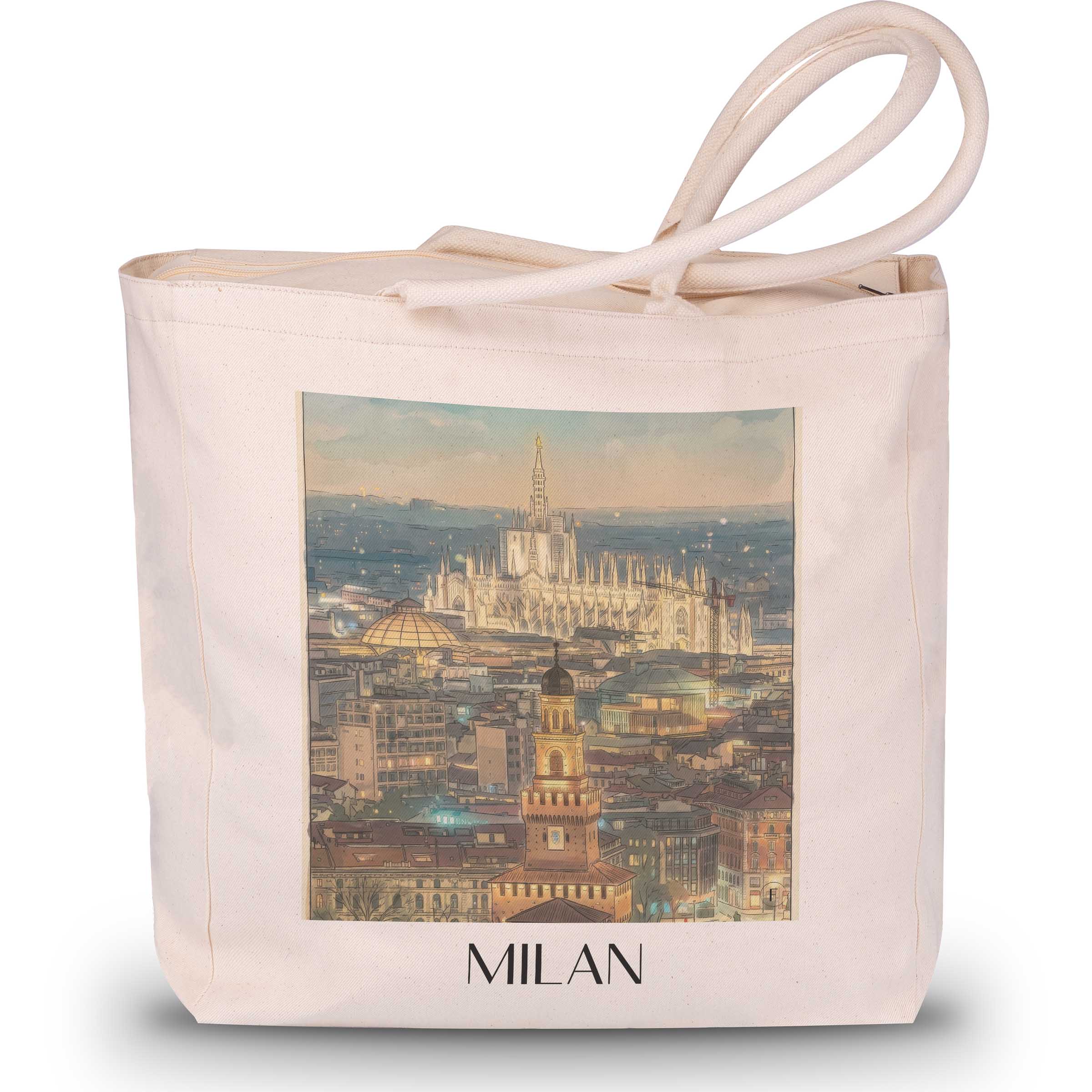 Mailand Shopping Tasche - Italien - Italien Tote Bag - Einkaufstasche im Aquarell Stil - favplace