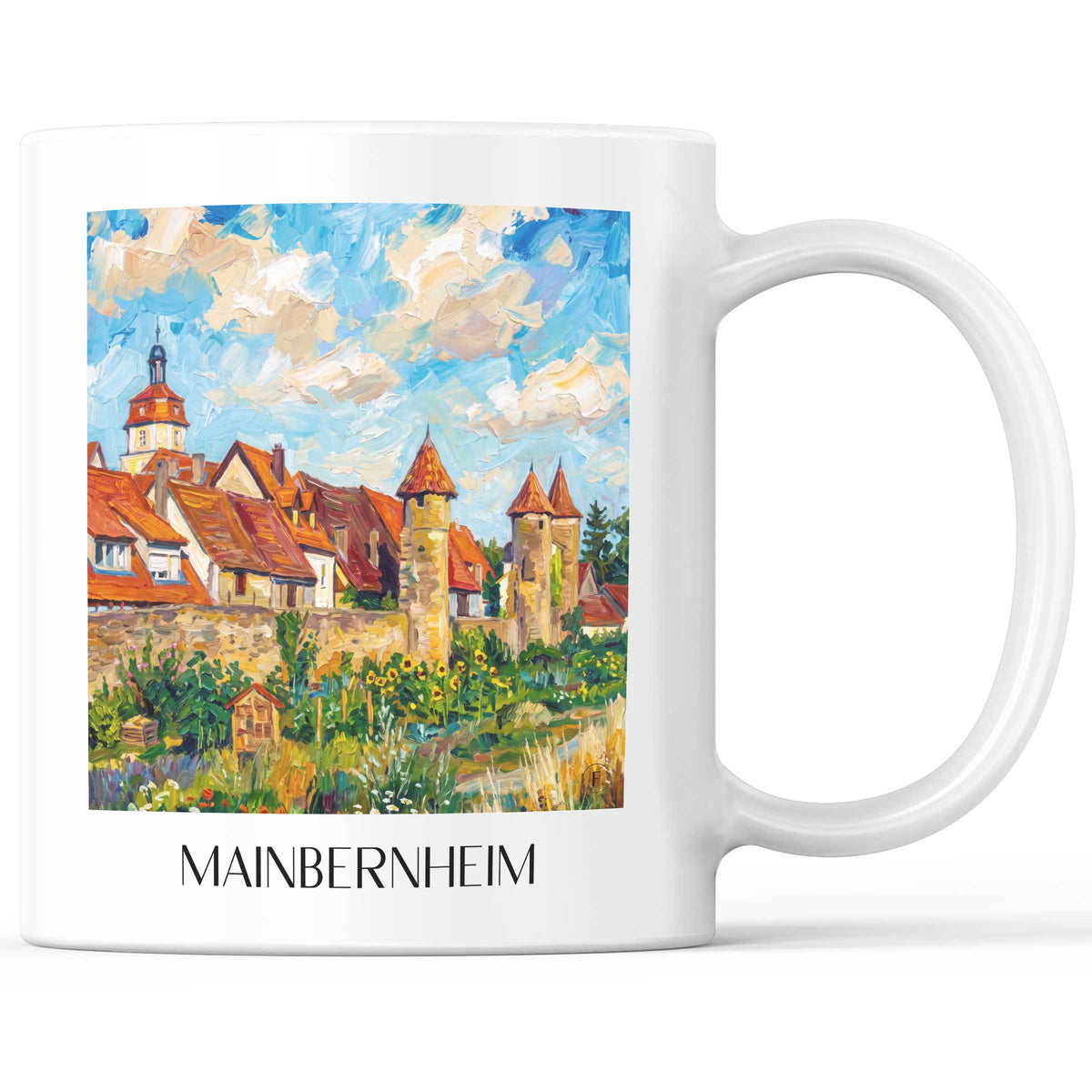 Mainbernheim Kaffeebecher - Mainfranken - Deutschland Becher - Kaffeetasse im Ölgemälde Stil