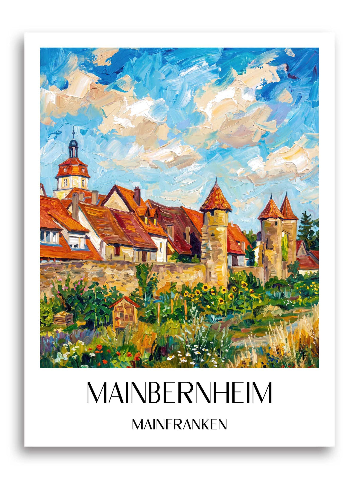 Mainbernheim Poster - Mainfranken - Deutschland Kunstdruck - Ölgemälde von A4 bis A1