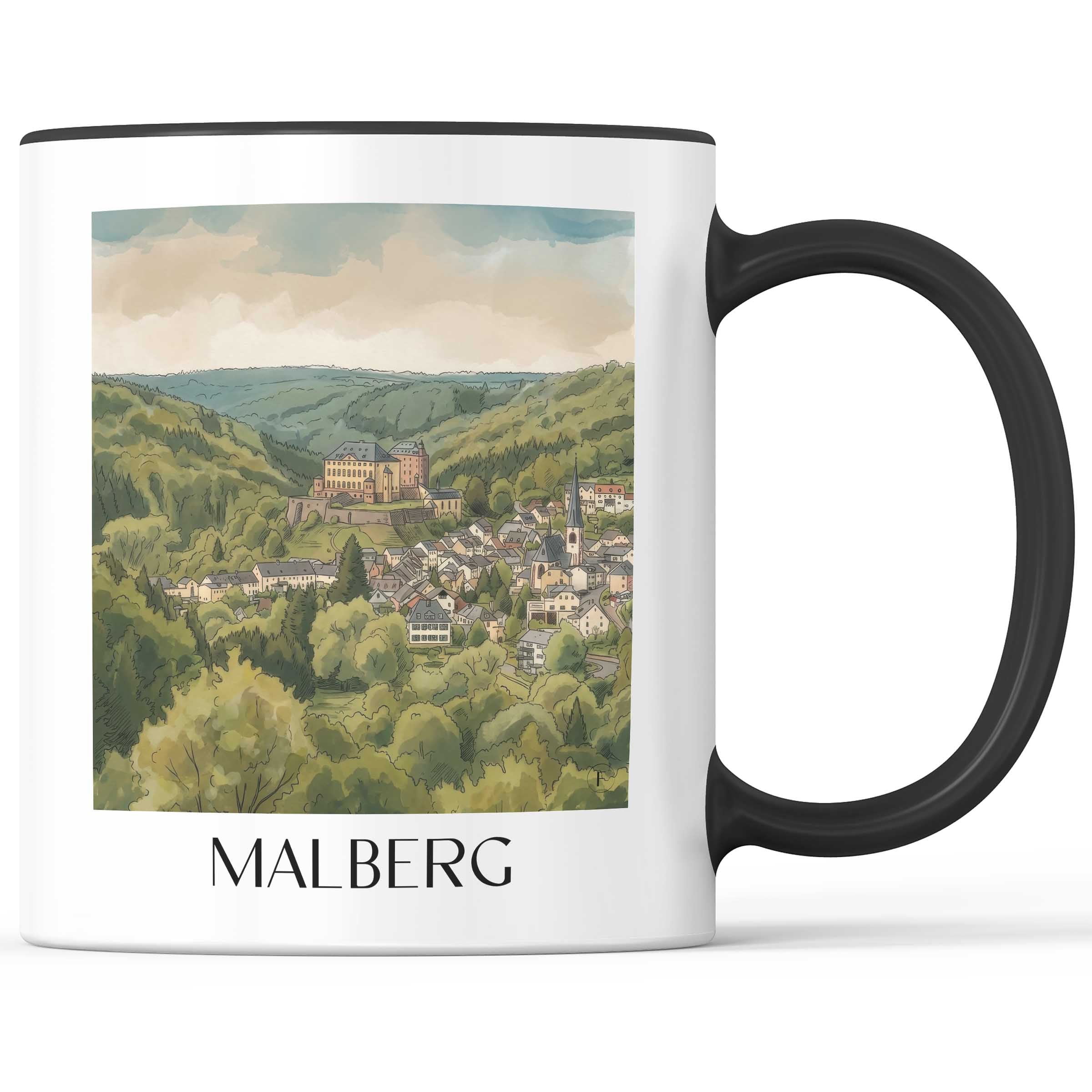 Malberg Kaffeebecher - Eifel - Deutschland Becher - Kaffeetasse im Aquarell Stil - favplace
