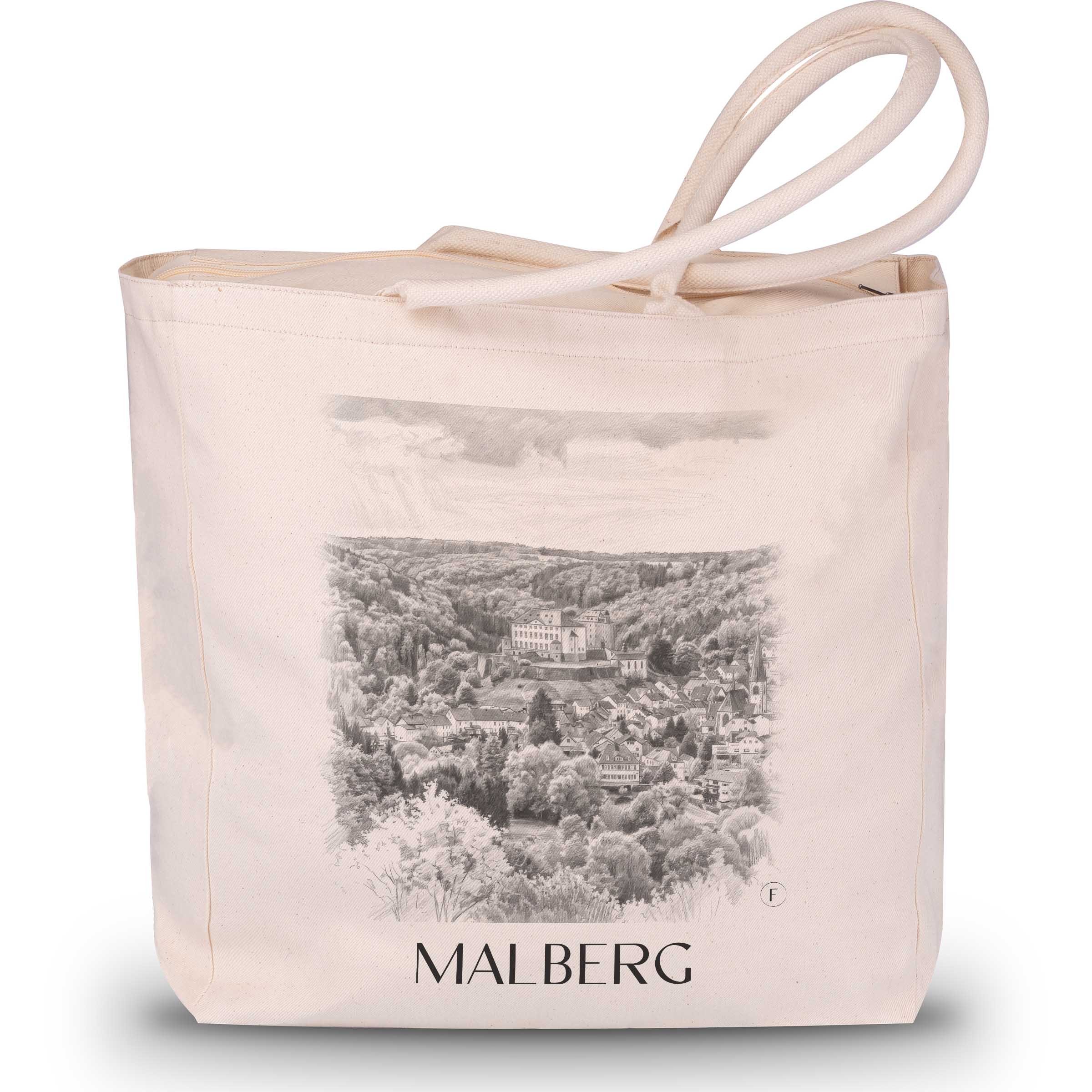Malberg Shopping Tasche - Eifel - Deutschland Tote Bag - Einkaufstasche im Zeichnung Stil