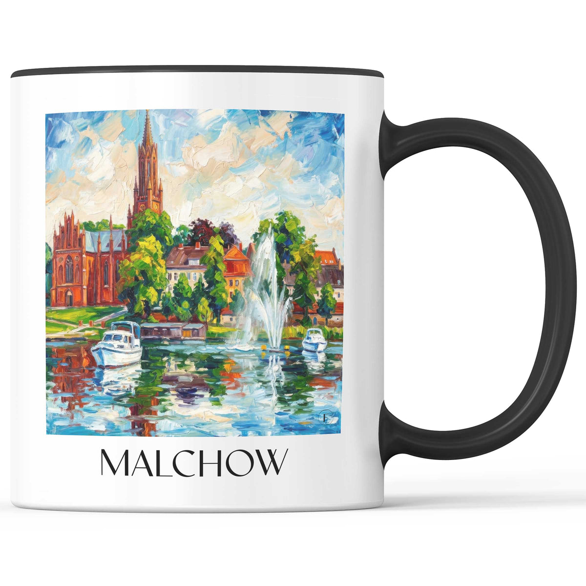 Malchow Kaffeebecher - Mecklenburgische Seenplatte - Deutschland Becher - Kaffeetasse im Ölgemälde Stil - favplace