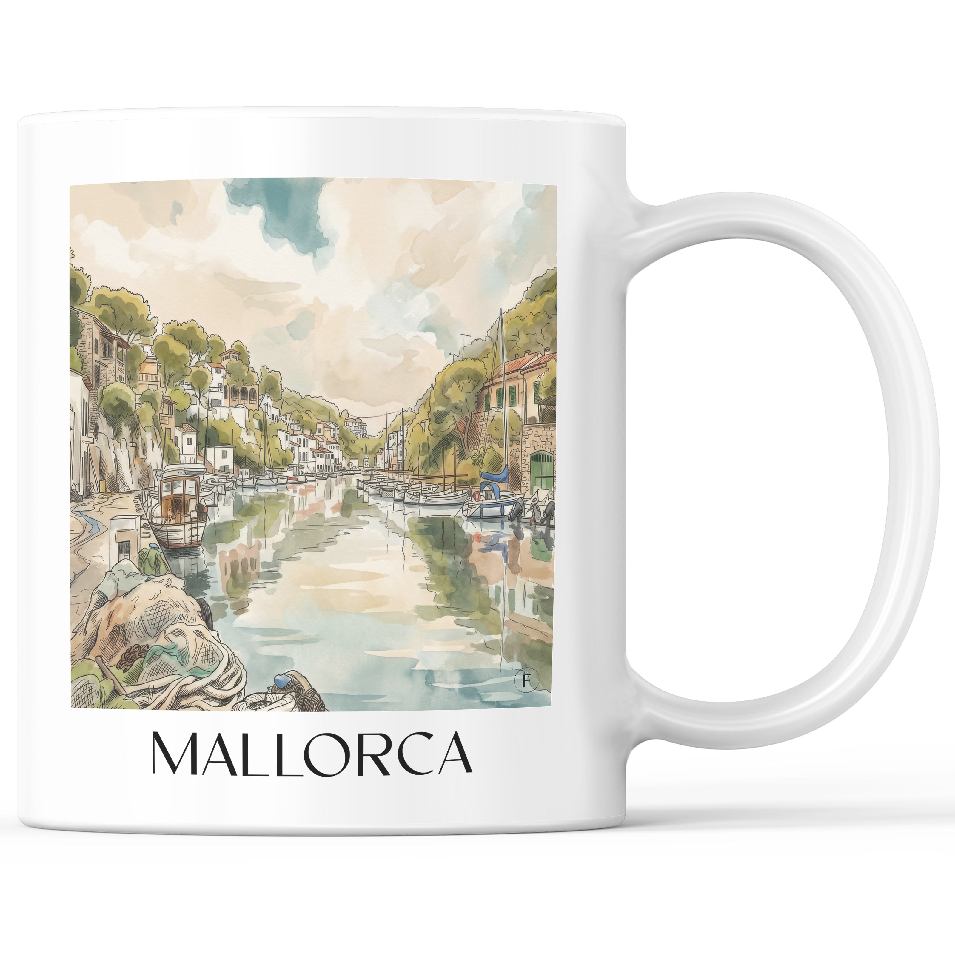 Mallorca Kaffeebecher - Spanien - Spanien Becher - Kaffeetasse im Aquarell Stil - favplace