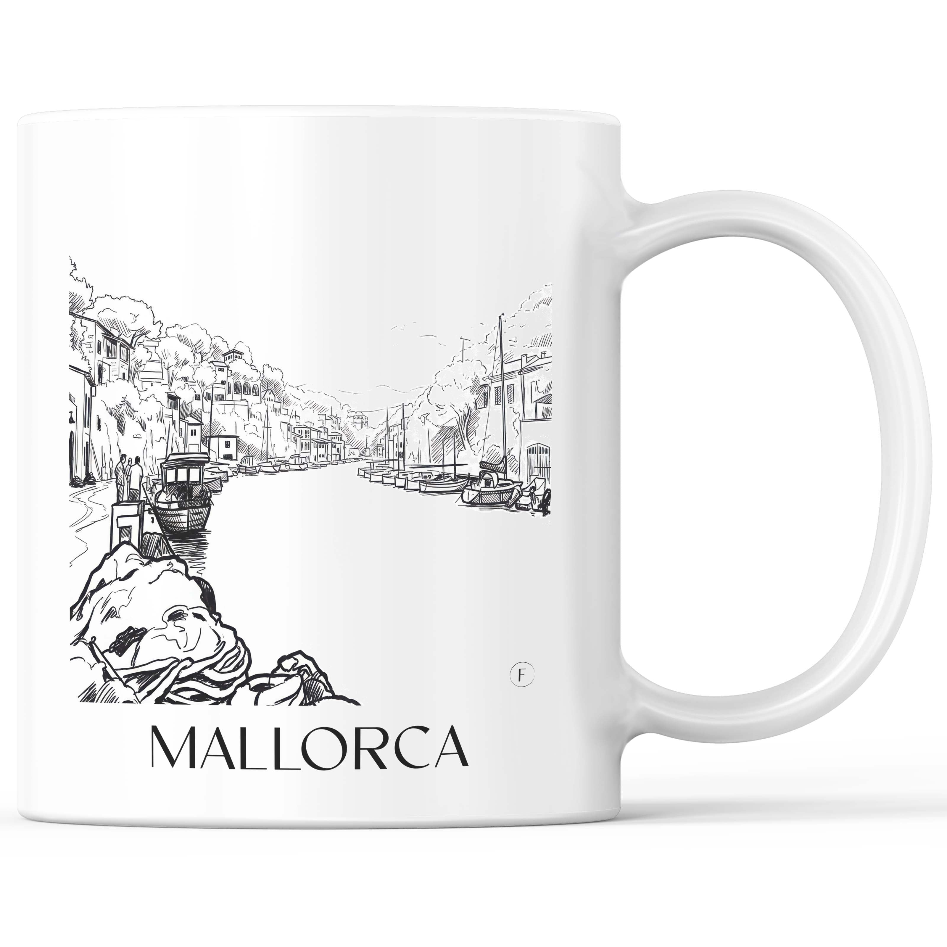 Mallorca Kaffeebecher - Spanien - Spanien Becher - Kaffeetasse im Skizze Stil - favplace