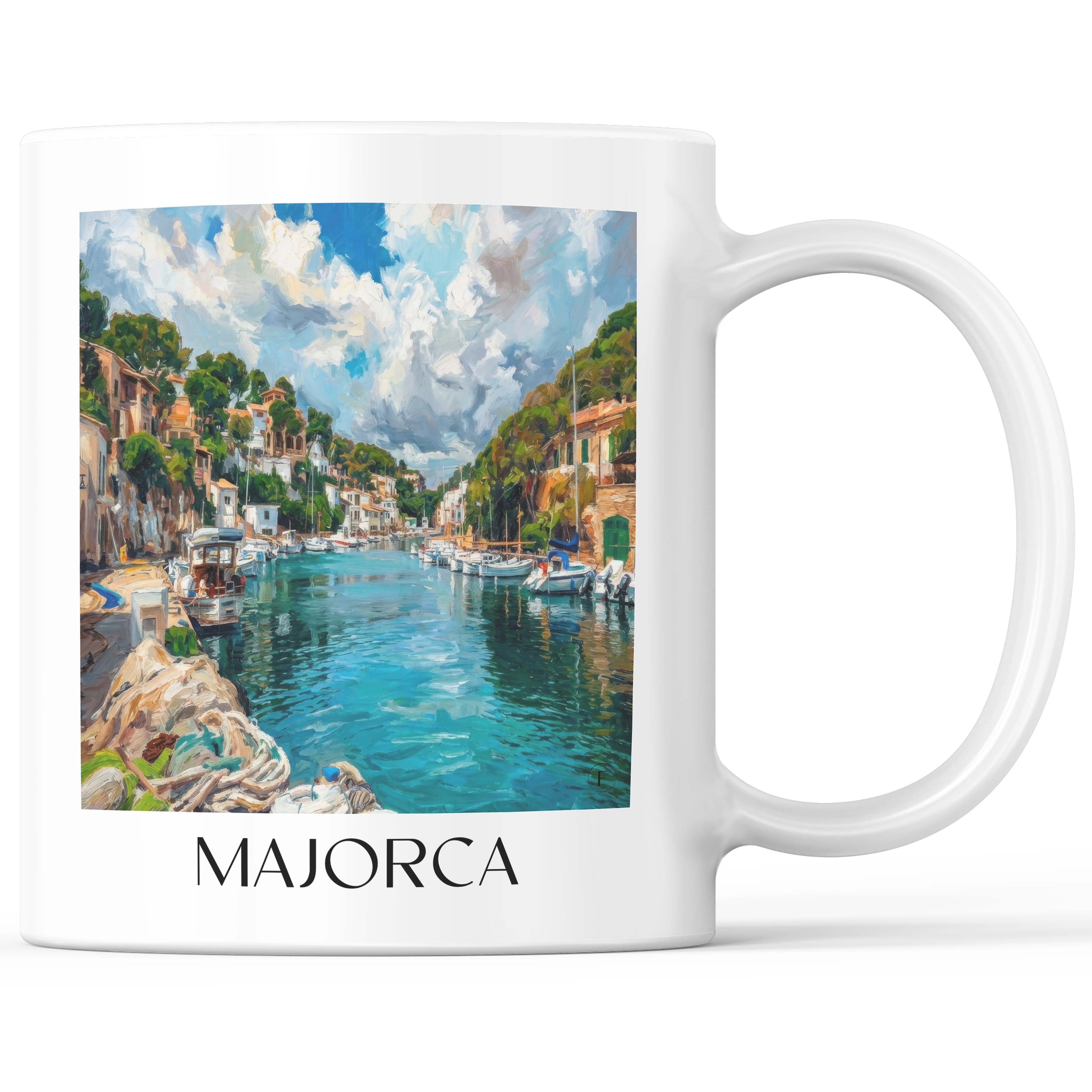 Mallorca Kaffeebecher - Spanien - Spanien Becher - Kaffeetasse im Ölgemälde Stil - favplace