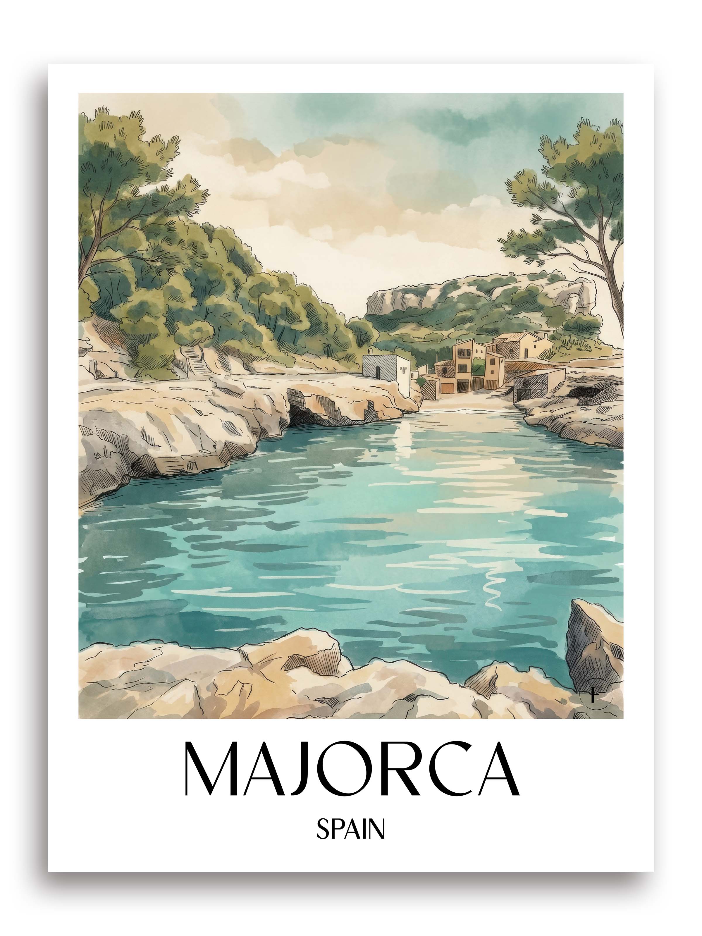 Mallorca Poster - Spanien Kunstdruck - Aquarell von A4 bis A1 - favplace