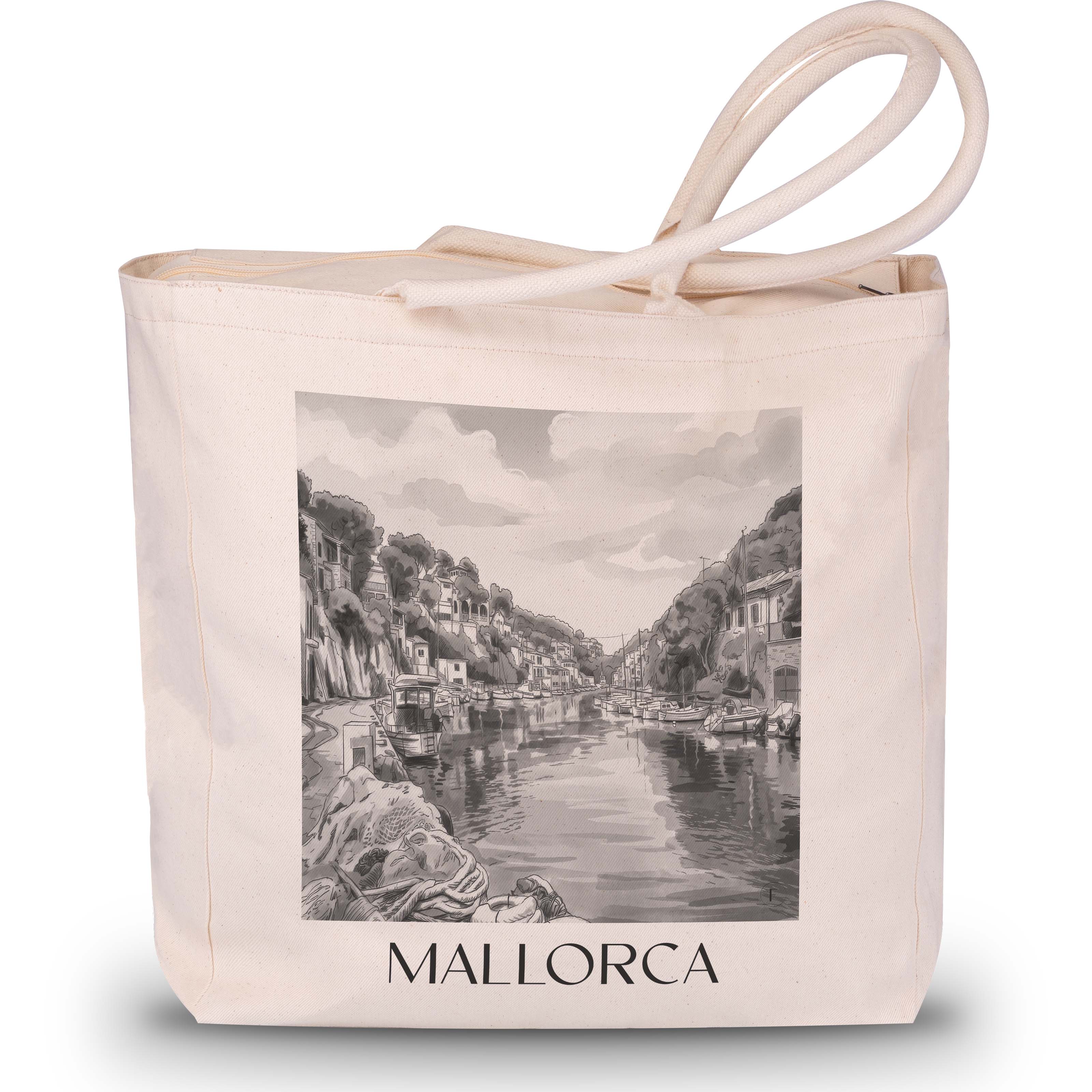 mallorca-spanien-spanien-einkaufstasche-aquarell-schwarz-weiss