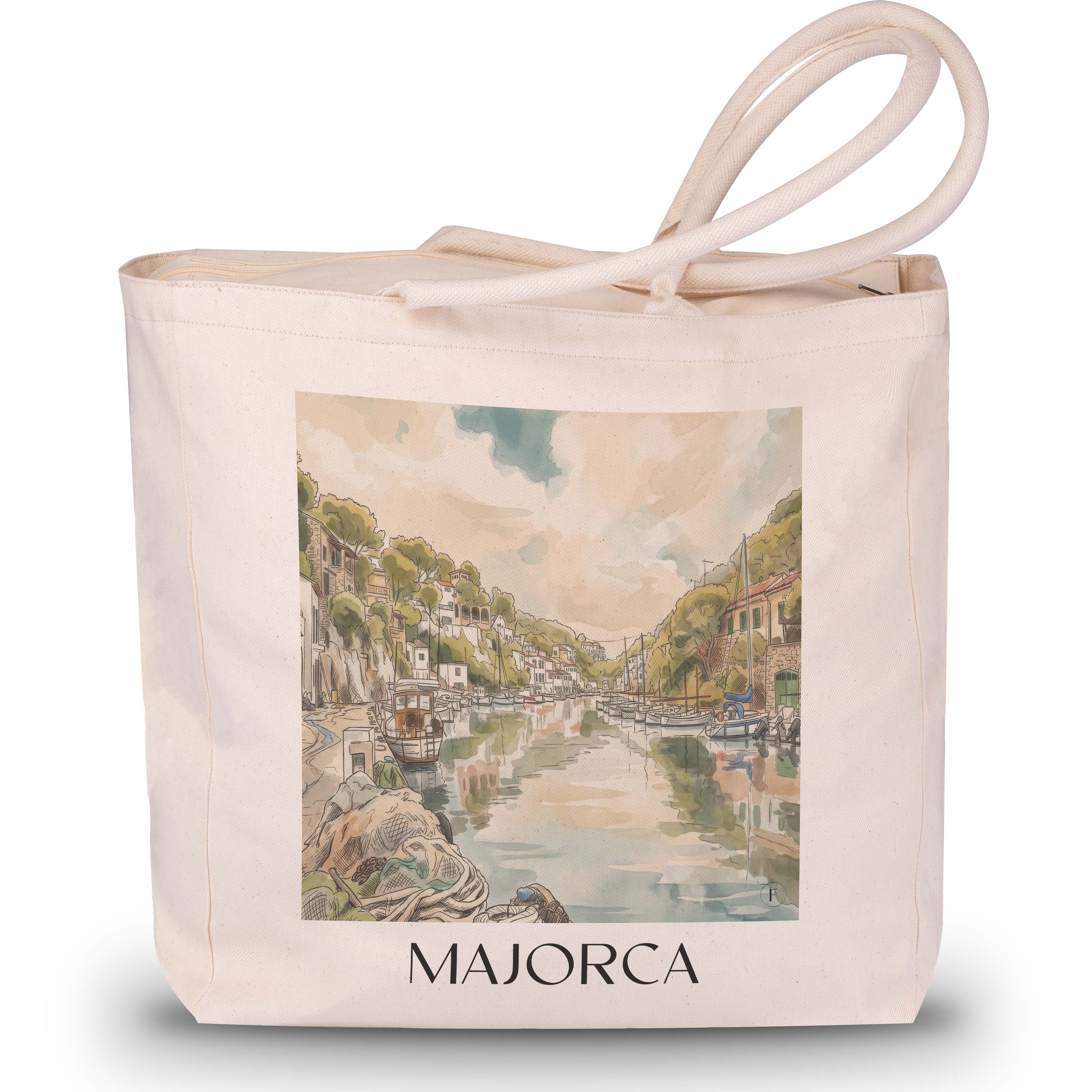 Mallorca Shopping Tasche - Spanien - Spanien Tote Bag - Einkaufstasche im Aquarell Stil - favplace