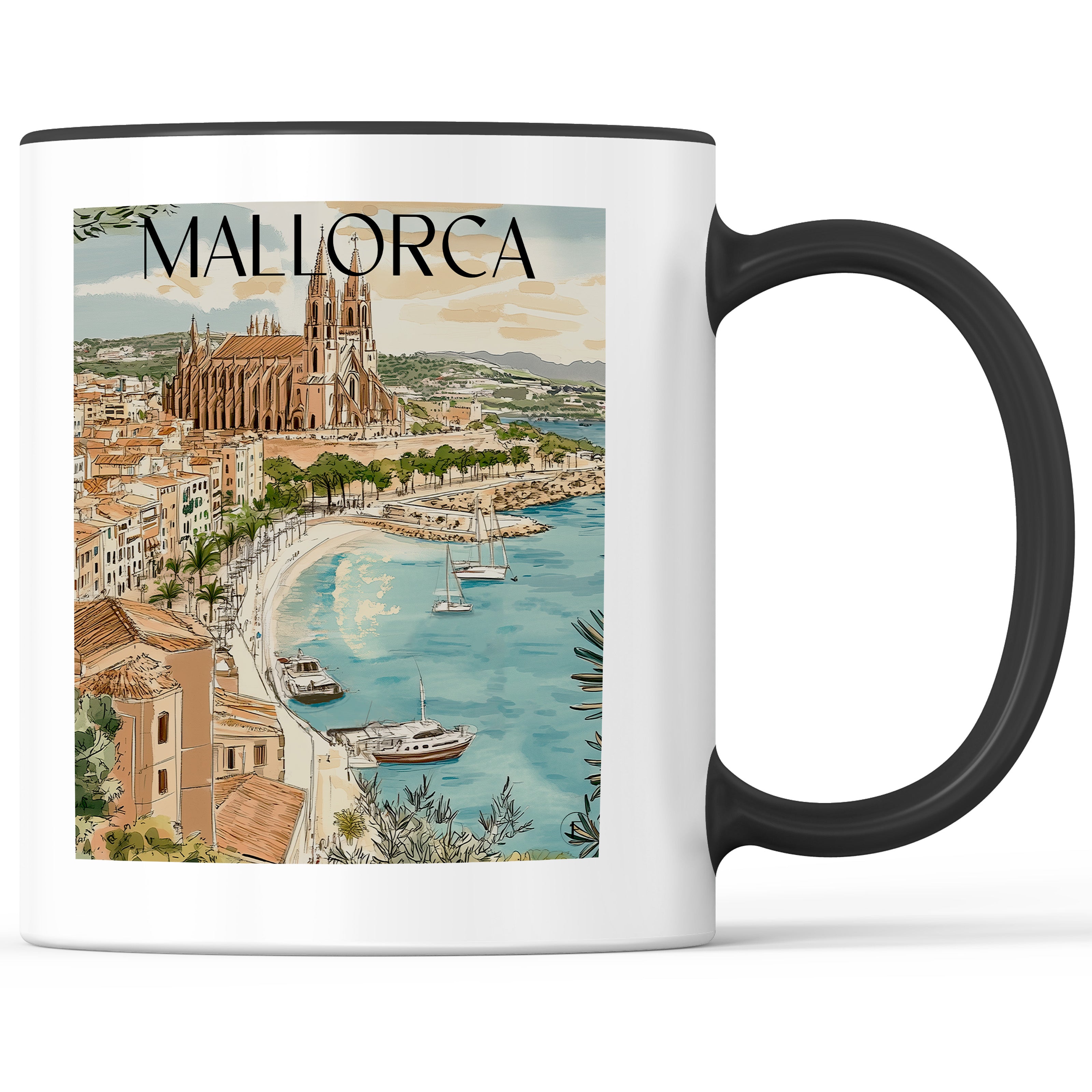 Mallorca - Spanien Becher - Kaffeetasse im Aquarell Stil - favplace