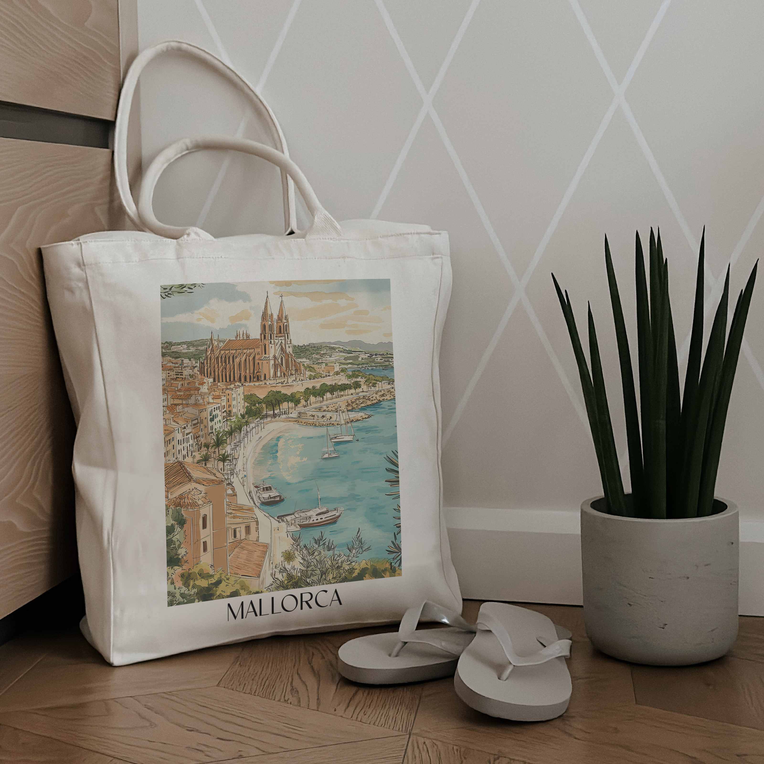 mallorca-spanien-einkaufstasche-aquarell