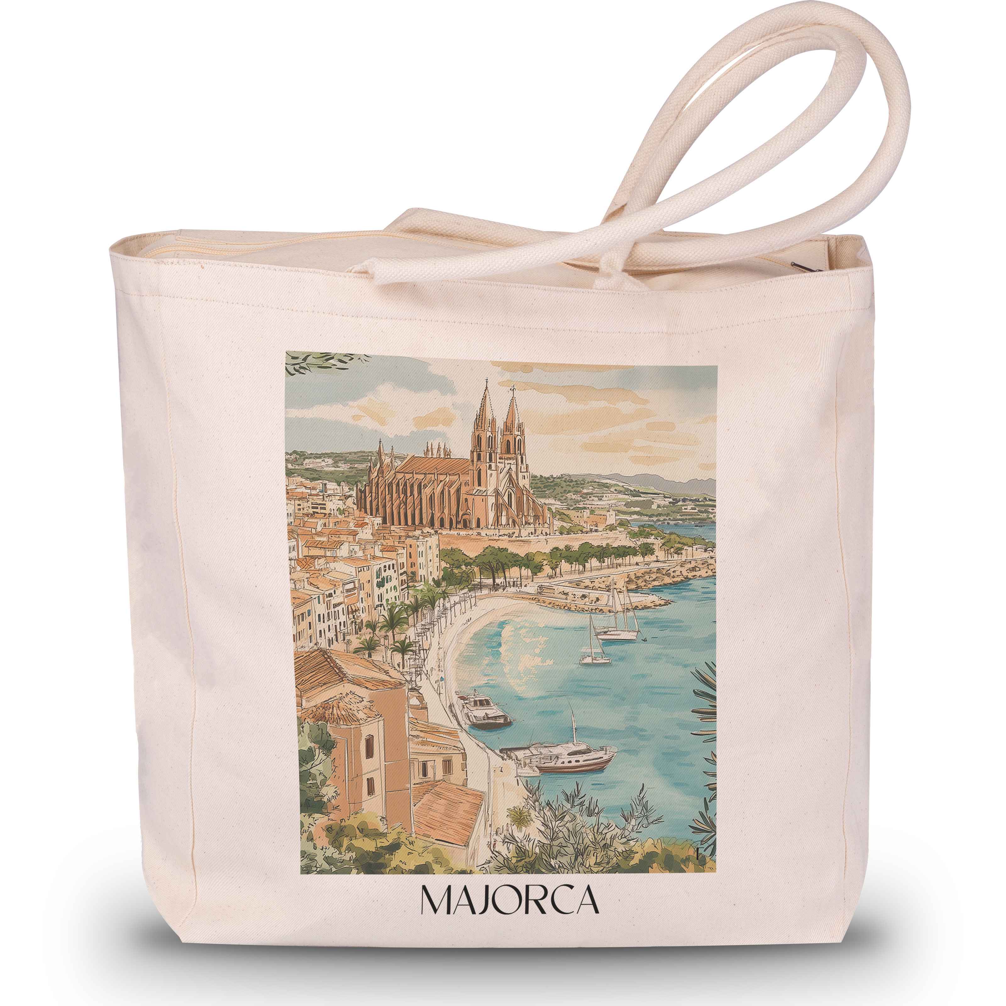 Mallorca - Spanien Tote Bag - Einkaufstasche im Aquarell Stil - favplace