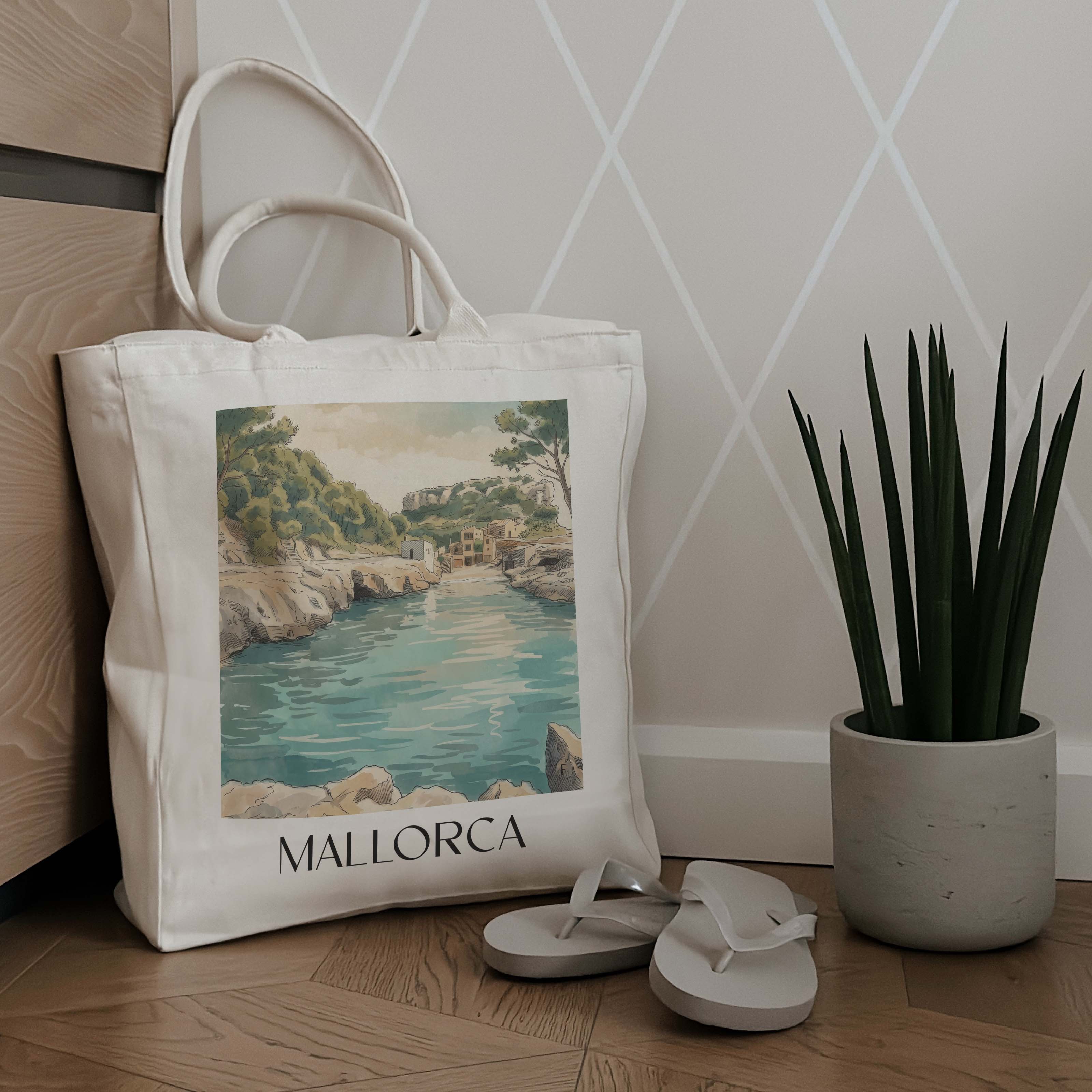 mallorca-spanien-einkaufstasche-aquarell