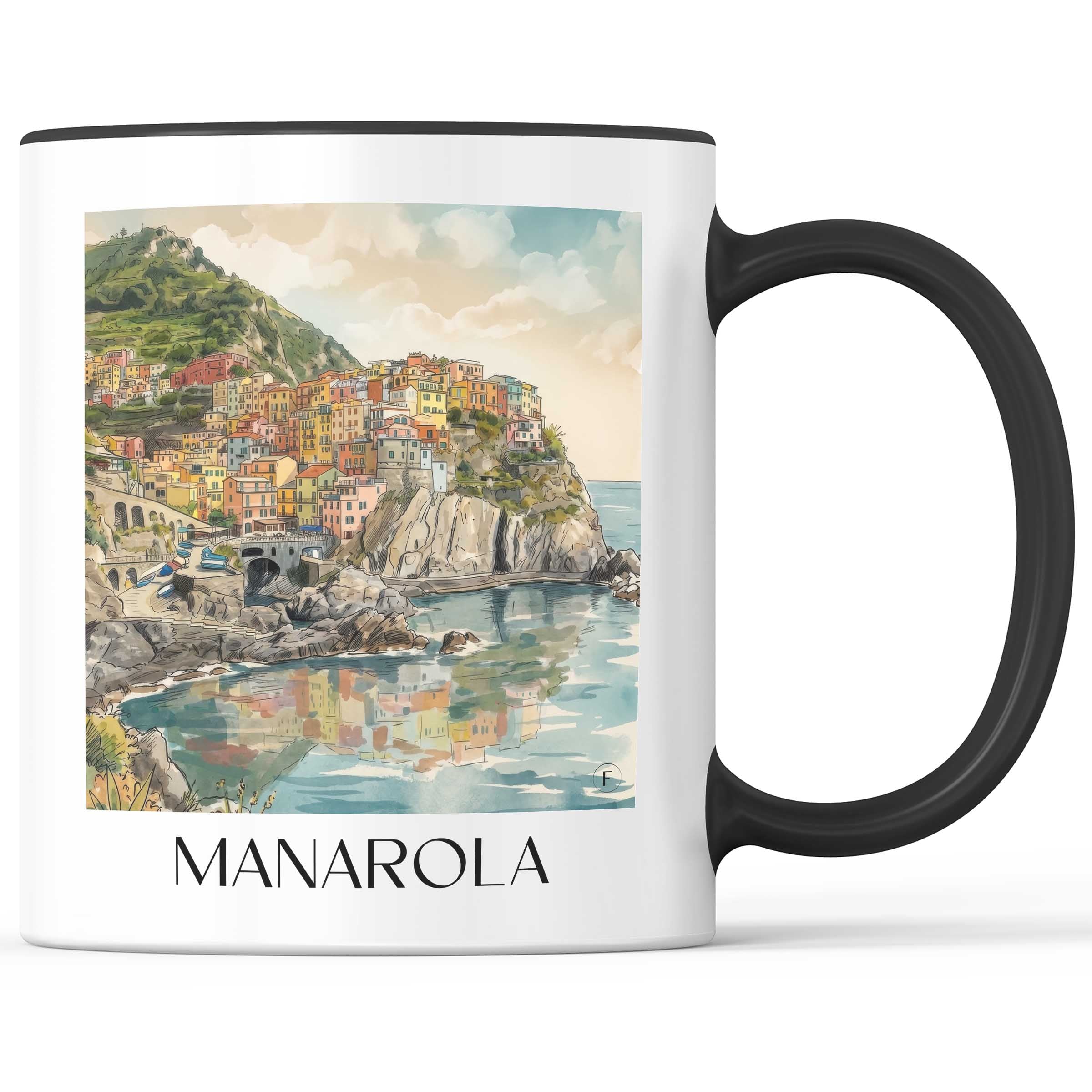 Manarola Kaffeebecher - Cinque Terre - Italien Becher - Kaffeetasse im Aquarell Stil - favplace