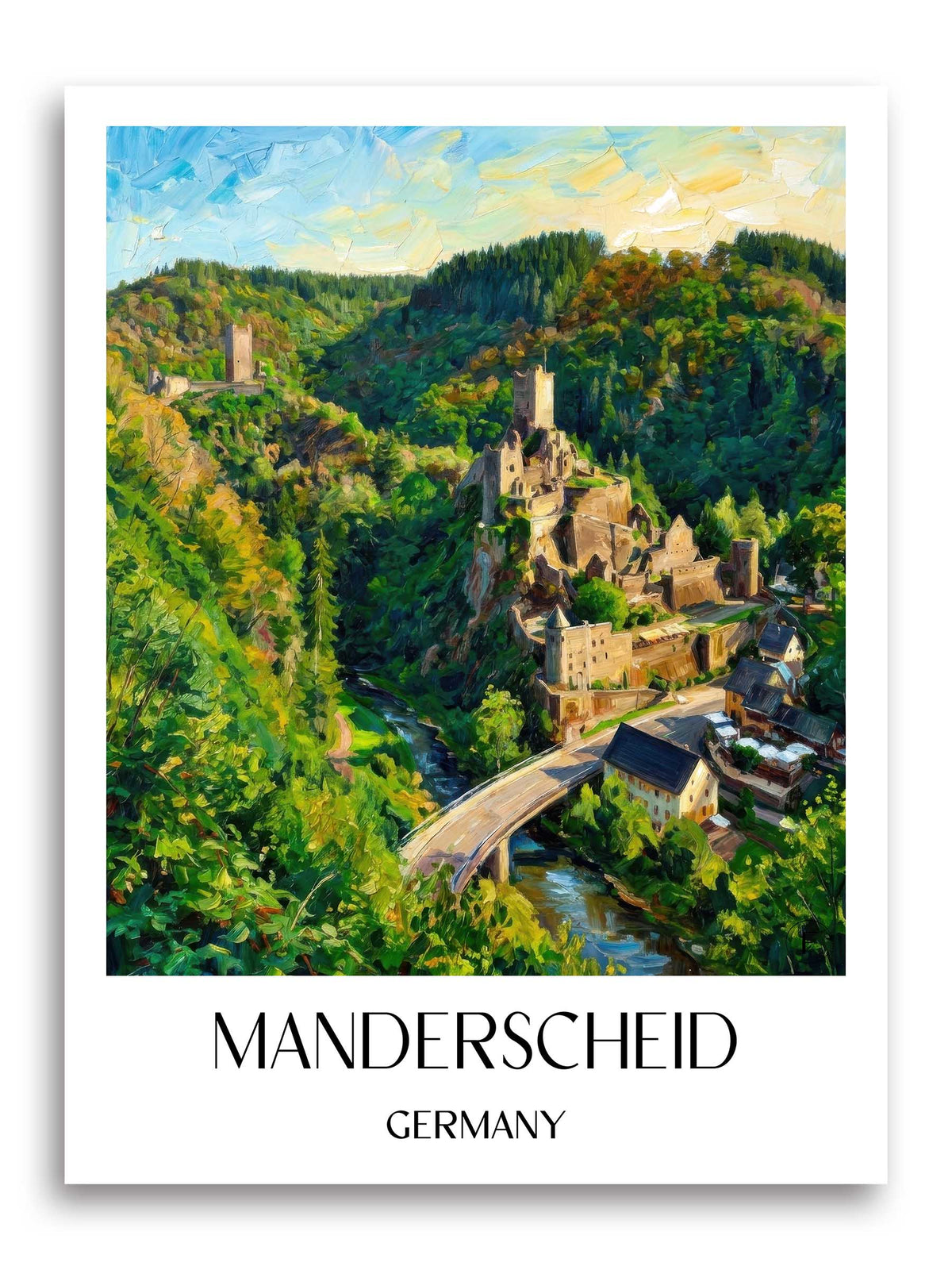 Manderscheid Poster - Vulkaneifel - Deutschland Kunstdruck - Ölgemälde von A4 bis A1 - favplace