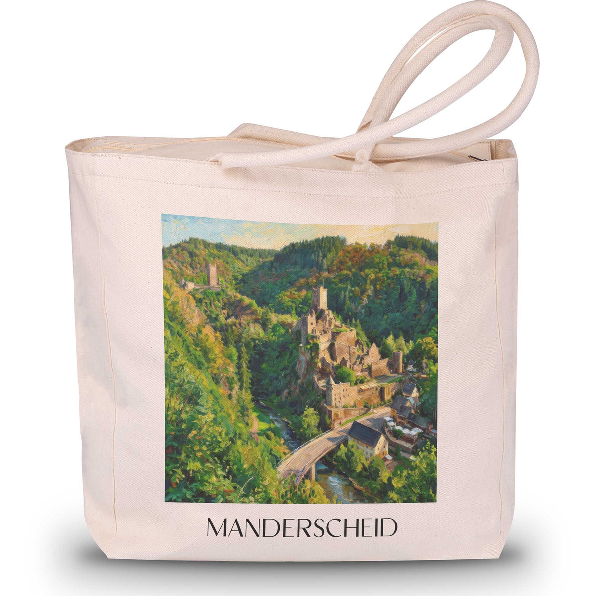 manderscheid-vulkaneifel-deutschland-einkaufstasche-oil-painting-oelgemaelde