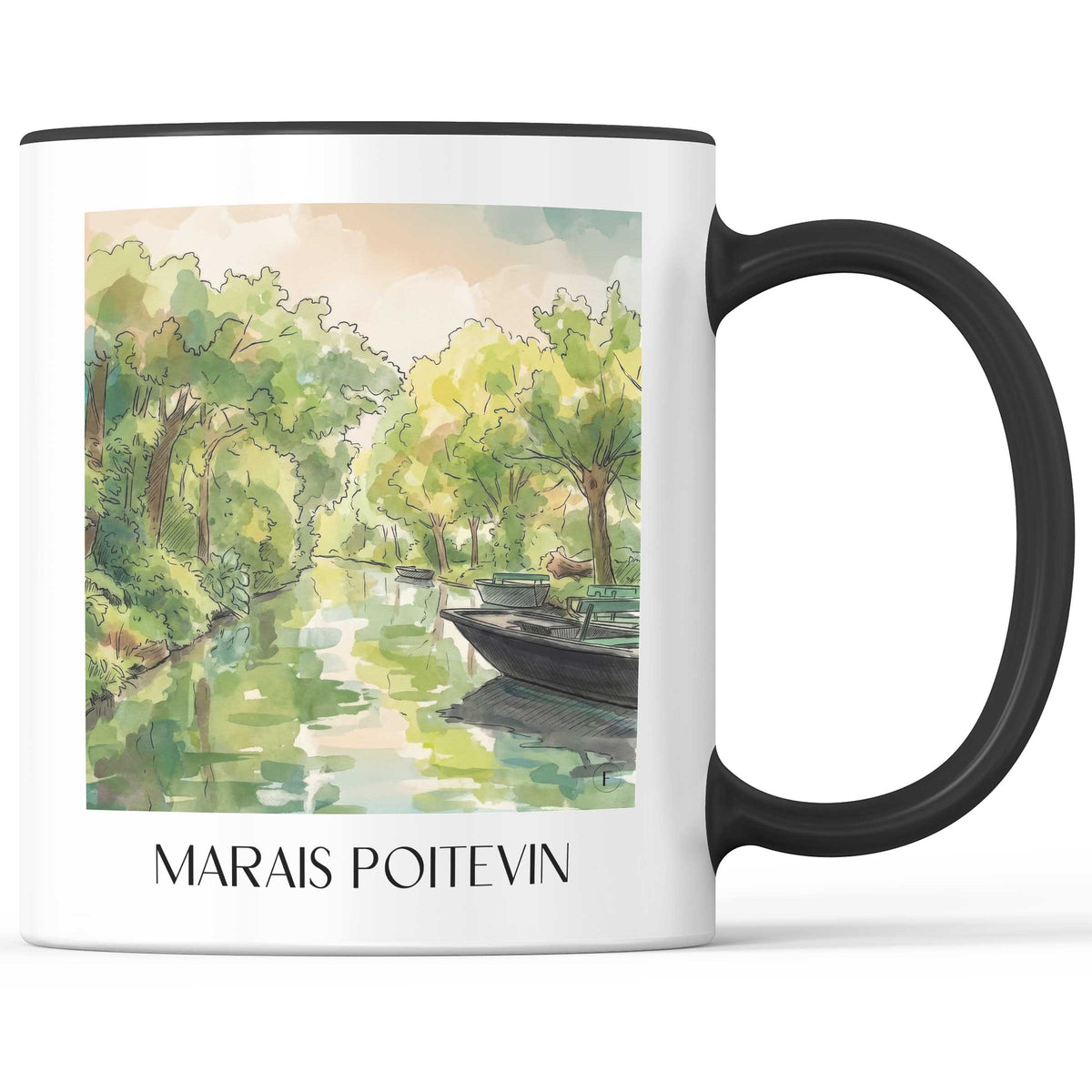 Marais Poitevin Kaffeebecher - Coulon - Frankreich Becher - Kaffeetasse im Aquarell Stil - favplace