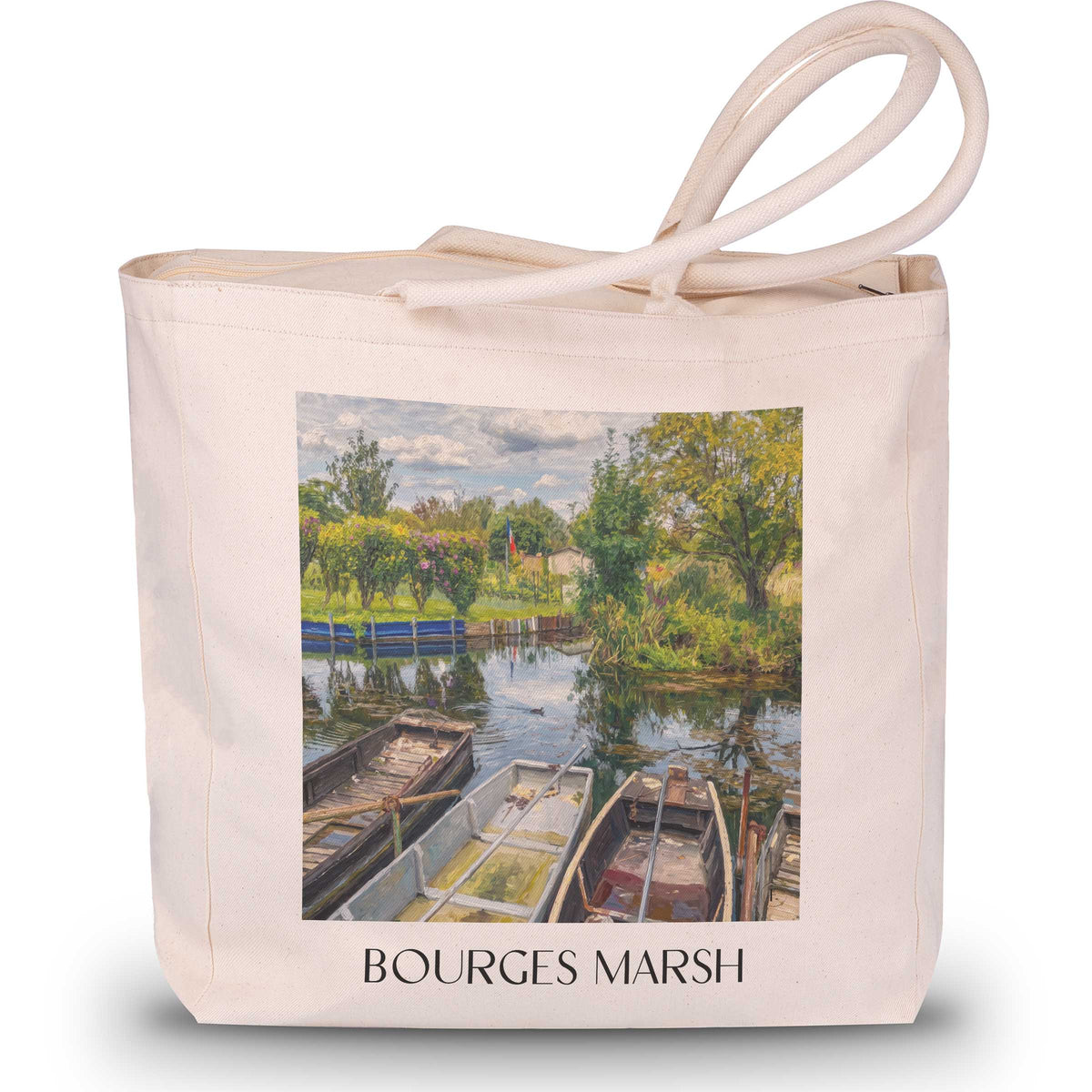 Marais de Bourges Shopping Tasche - Val de Loire - Frankreich Tote Bag - Einkaufstasche im Ölgemälde Stil - favplace