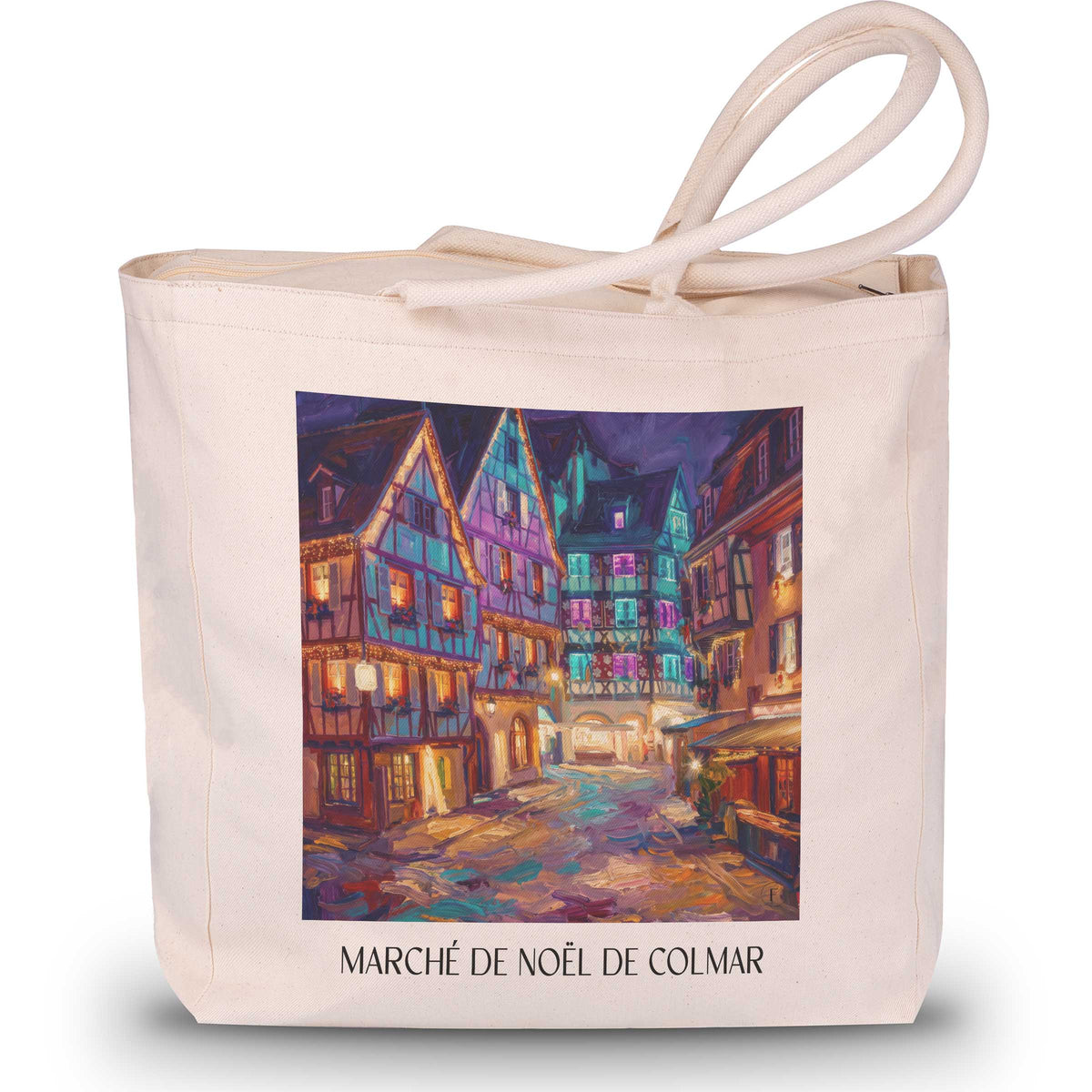 marché-de-noël-colmar-frankreich-einkaufstasche-oil-painting-oelgemaelde
