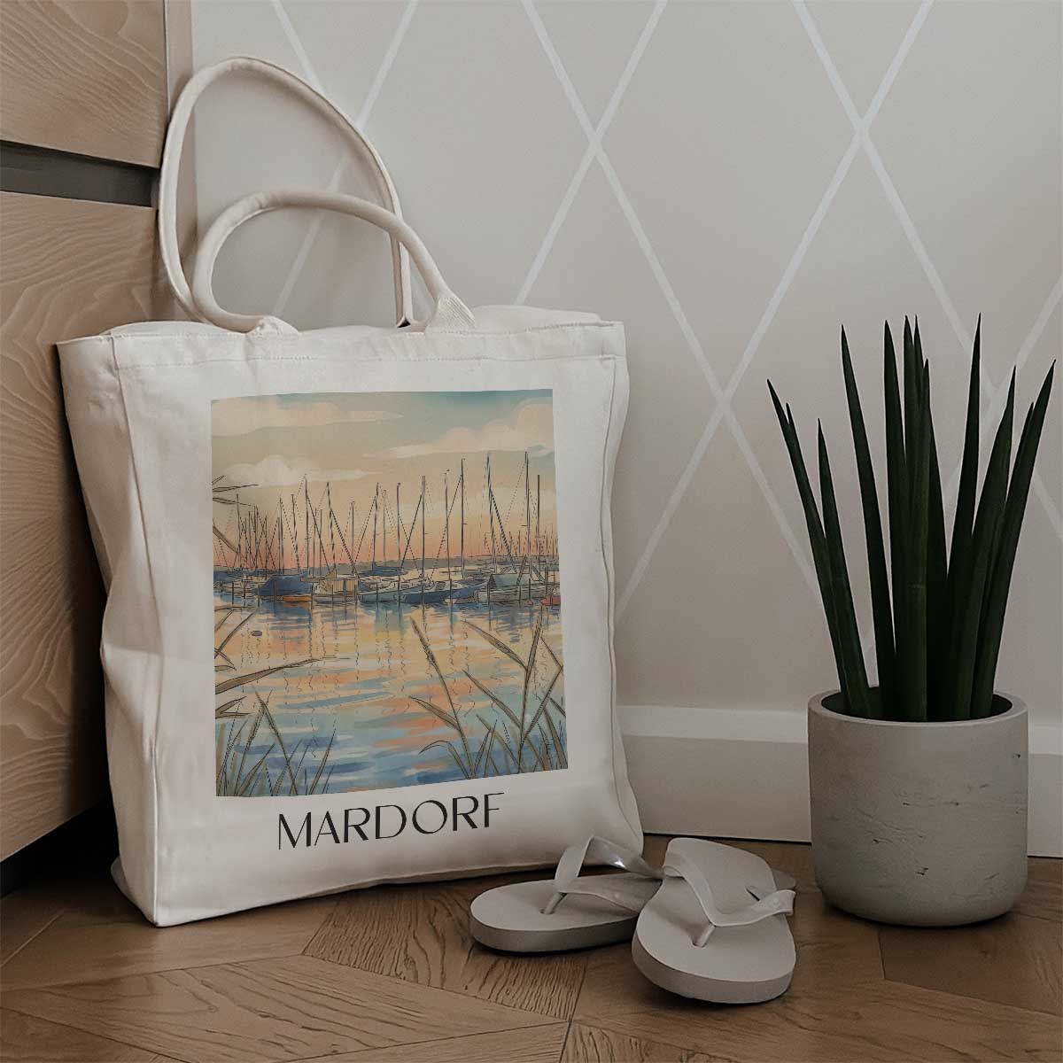 mardorf-steinhuder-meer-deutschland-einkaufstasche-aquarell