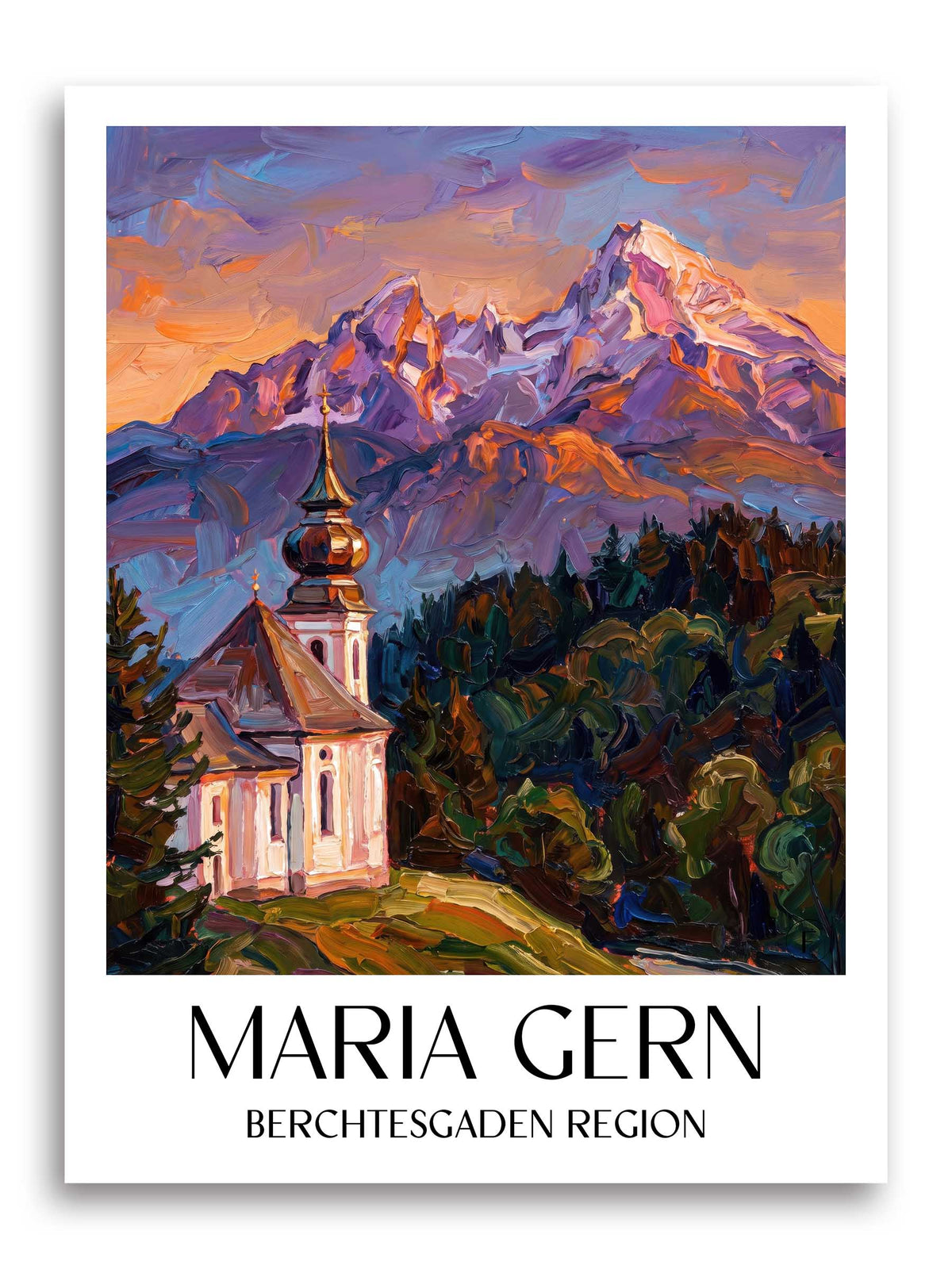Maria Gern Poster - Berchtesgadener Land - Deutschland Kunstdruck - Ölgemälde von A4 bis A1 - favplace