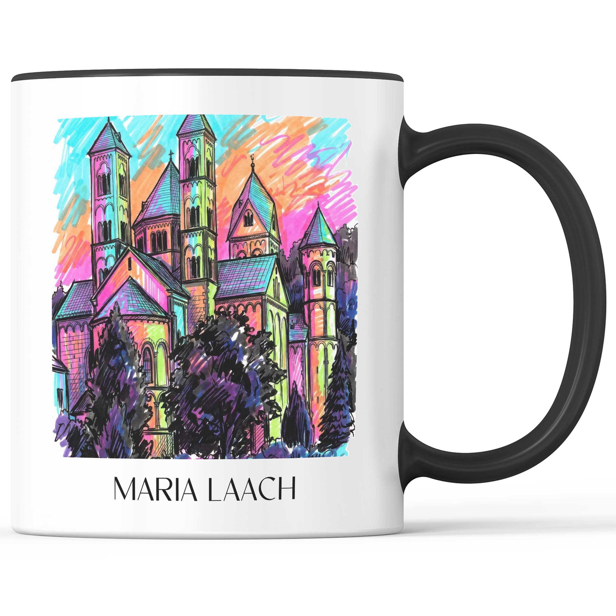 Maria Laach Kaffeebecher - Eifel - Deutschland Becher - Kaffeetasse im Tag Graffiti Stil - favplace